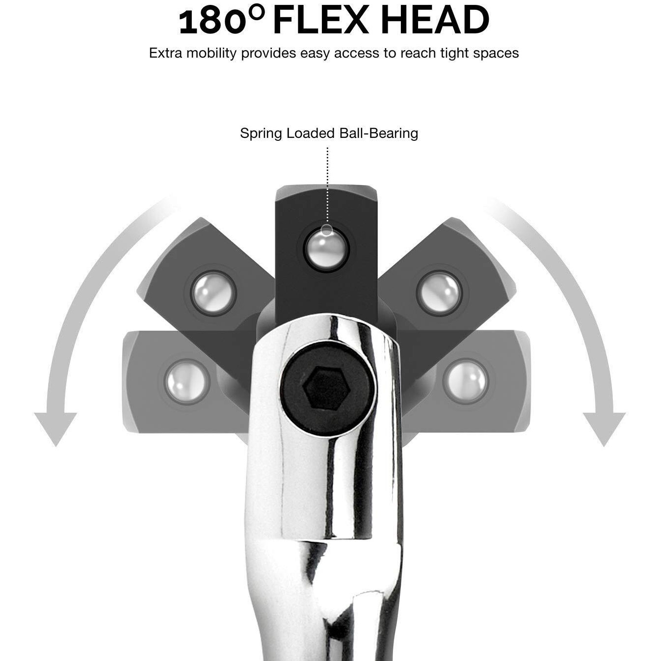 Neiko 00339A 3/8-Inch-Drive Premium Breaker Bar, 12 Inches Long, Nut Breaker Bar, 180-Degree Flex Cr-Mo Head With Cr-V Steel Construction