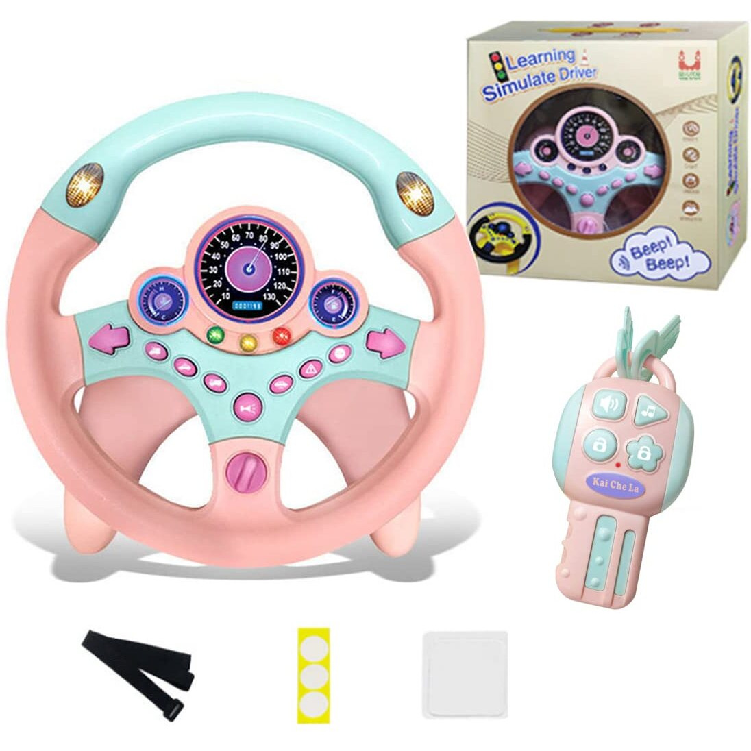 Xhsp Steering Wheel Toy With Lights Music, Simulated Driving For Toddlers Pretend Play Toy Adsorption Driving Wheel For Kids (Style 2)