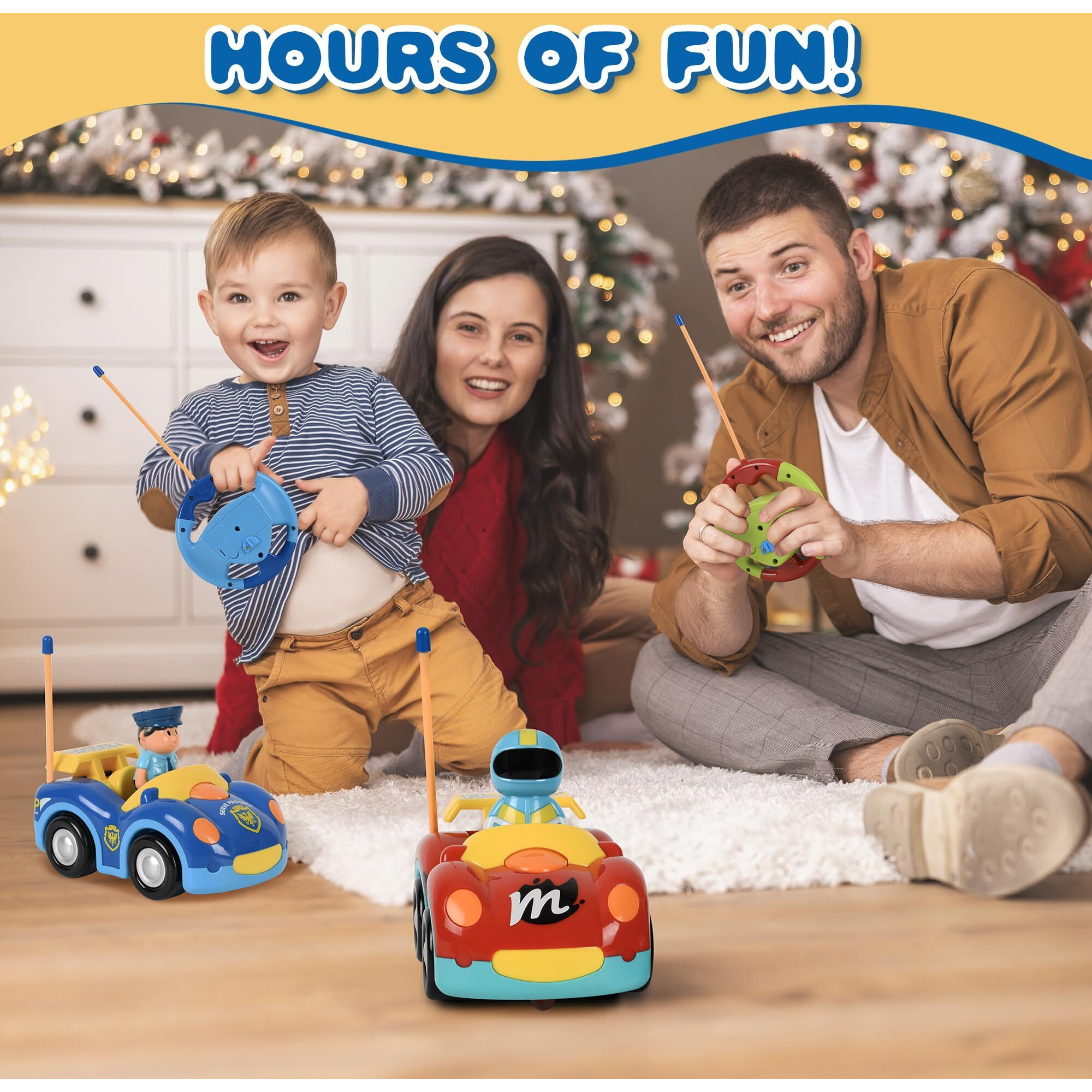 Remote Control Cartoon Police And Racing Cars Rc Toys For Toddlers Kids Boys And Girls - Set Of 2 Vehicles For Simultaneous Play