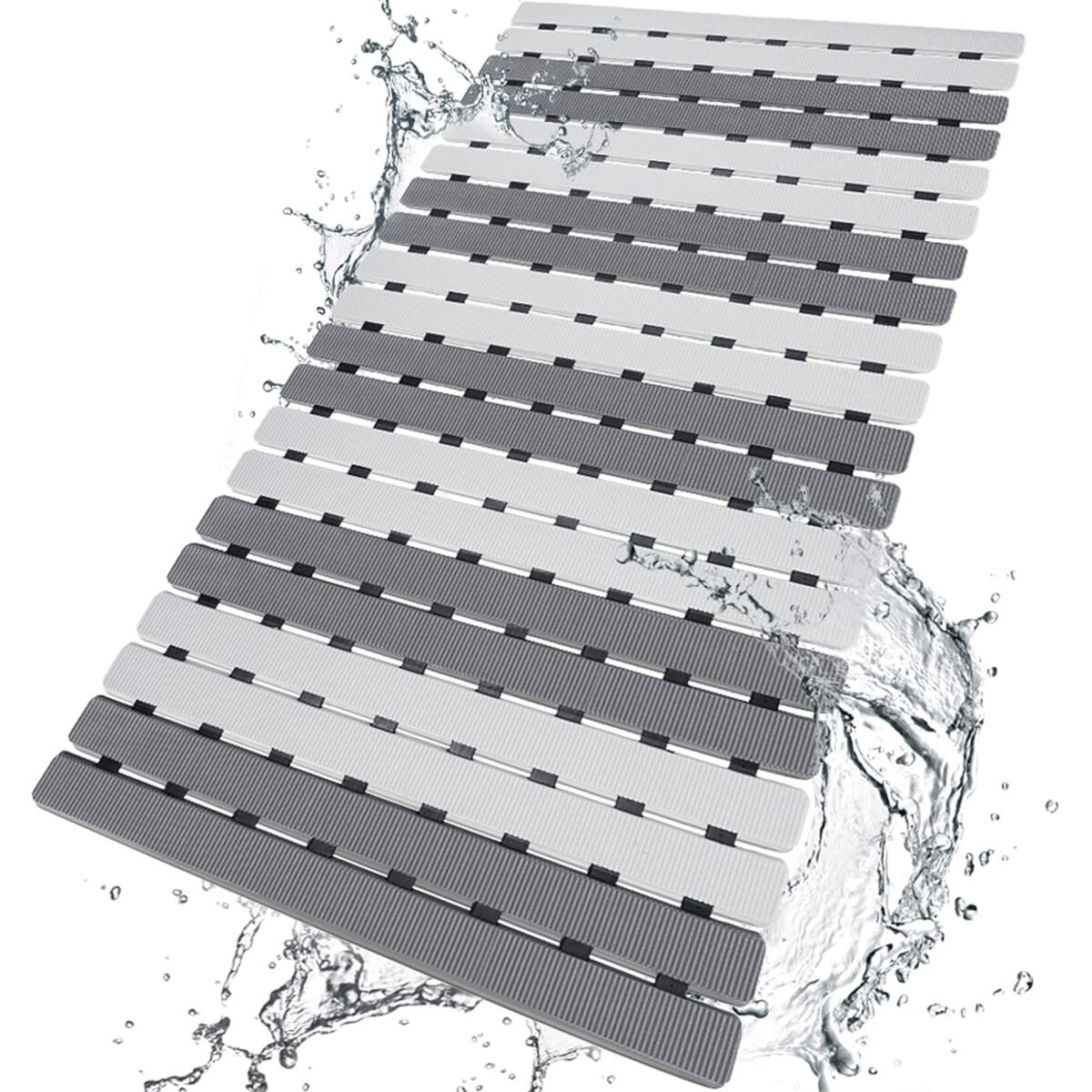 Bemiso Shower Mat Non Slip Bathtub Mat With Suction Cups And Drain Holes 27.5 X15.7 Inch Bath Mat For Tub & Shower.Easy Dry,Easy To Cut,Eco-Friendly
