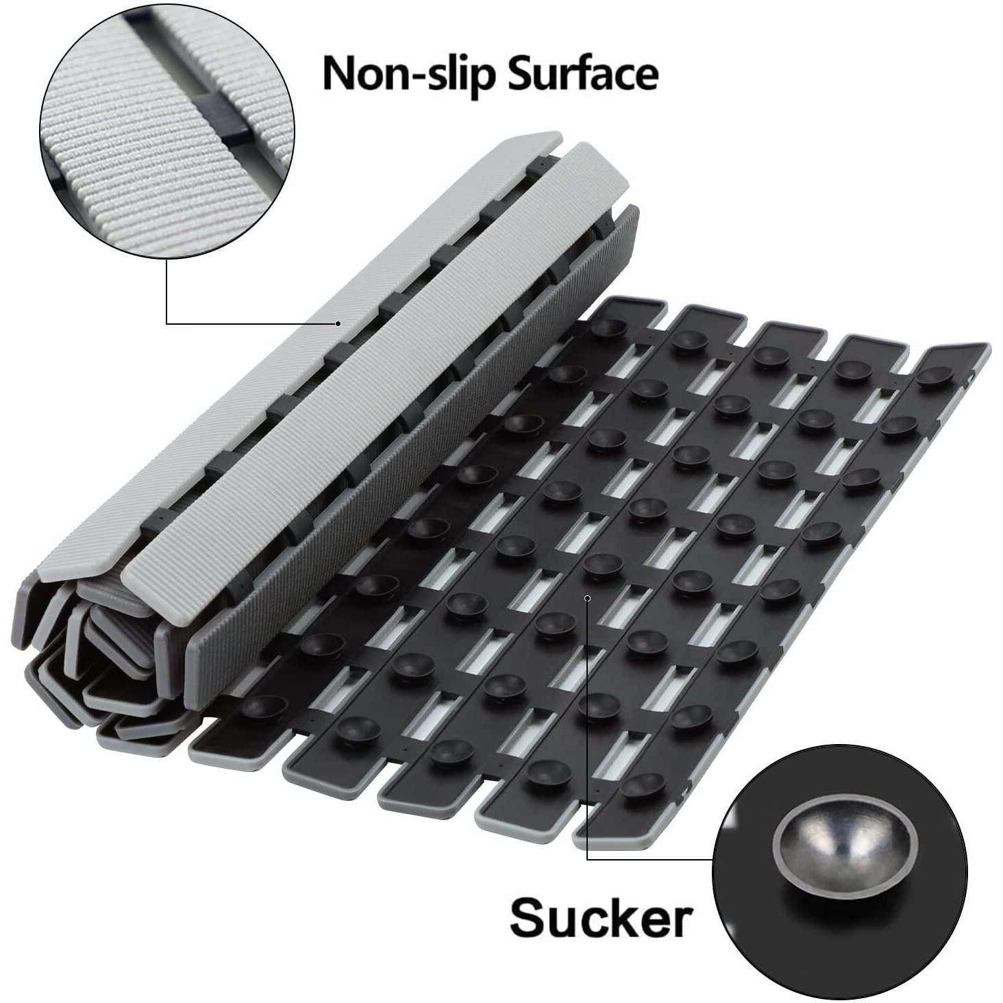 Bemiso Shower Mat Non Slip Bathtub Mat With Suction Cups And Drain Holes 27.5 X15.7 Inch Bath Mat For Tub & Shower.Easy Dry,Easy To Cut,Eco-Friendly