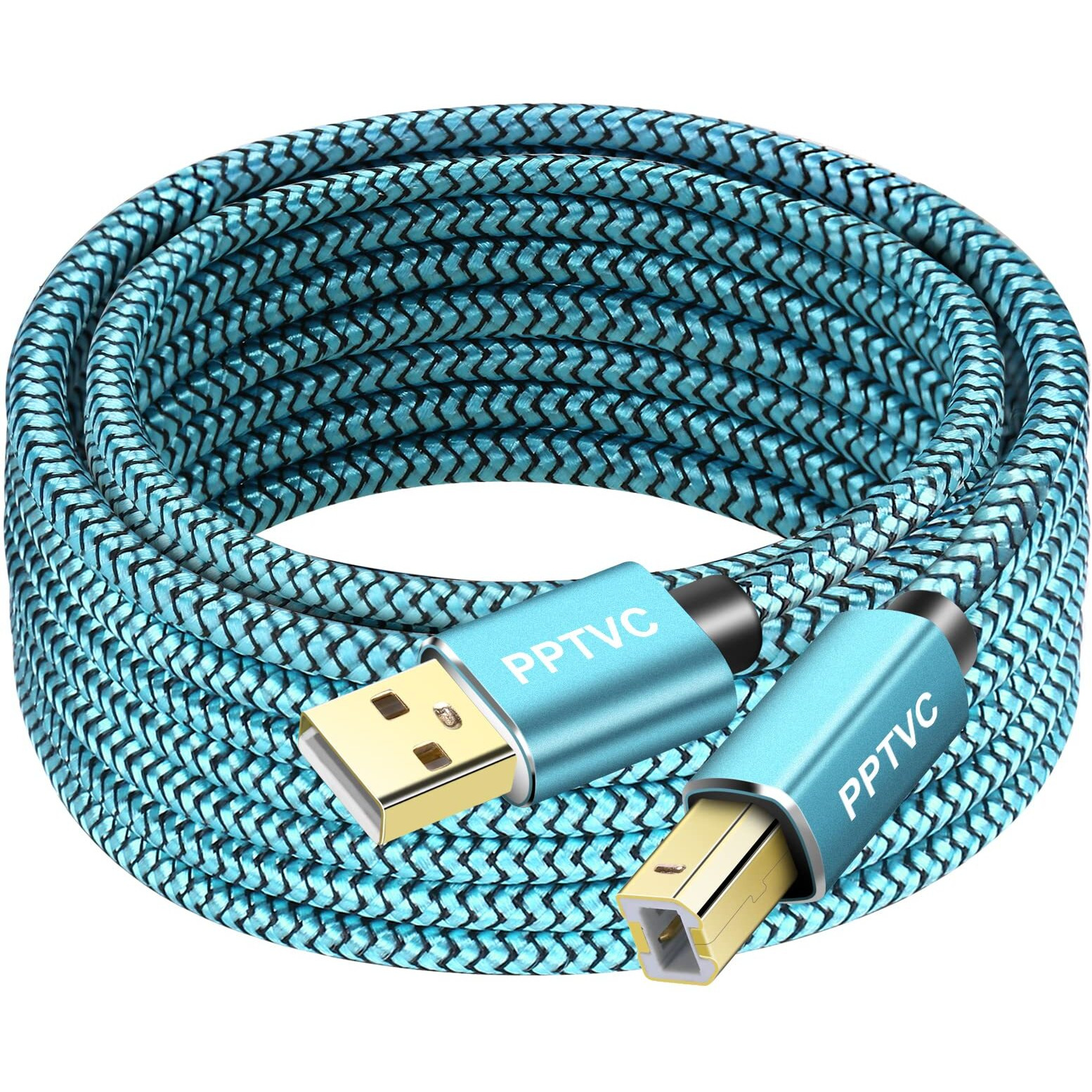 Pptvc Printer Cable 40Ft, Usb Printer Cord 2.0 Type A Male To B Male Cable Scanner Cord High Speed Compatible With Hp, Canon, Dell, Epson, Xerox, Samsung And More