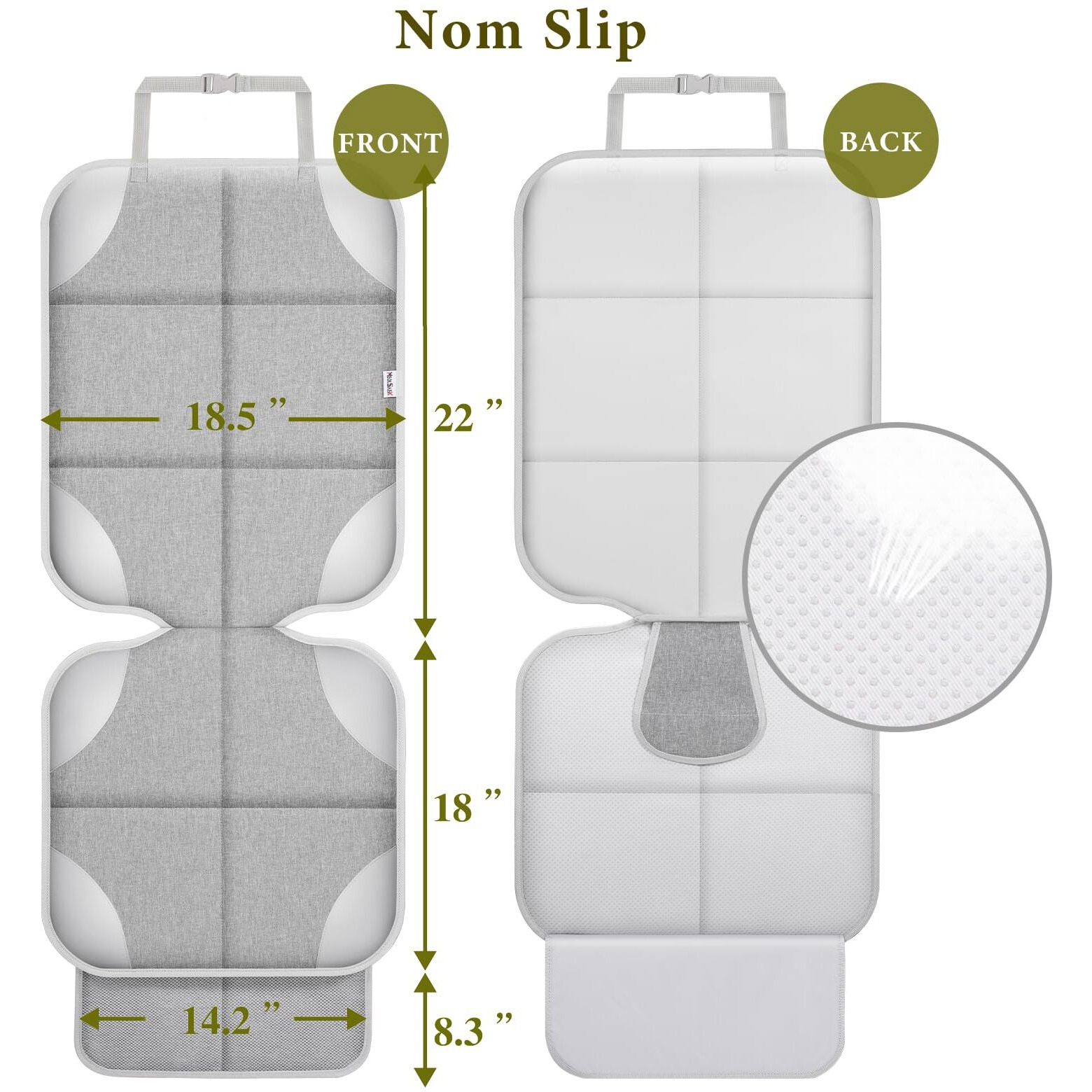 Meolsaek Car Seat Protector For Child Car Seat, 600D Fabric Waterproof Car Seat Cover With Non-Slip Backing, Under Baby Car Seat From Permanent Pressure Marks