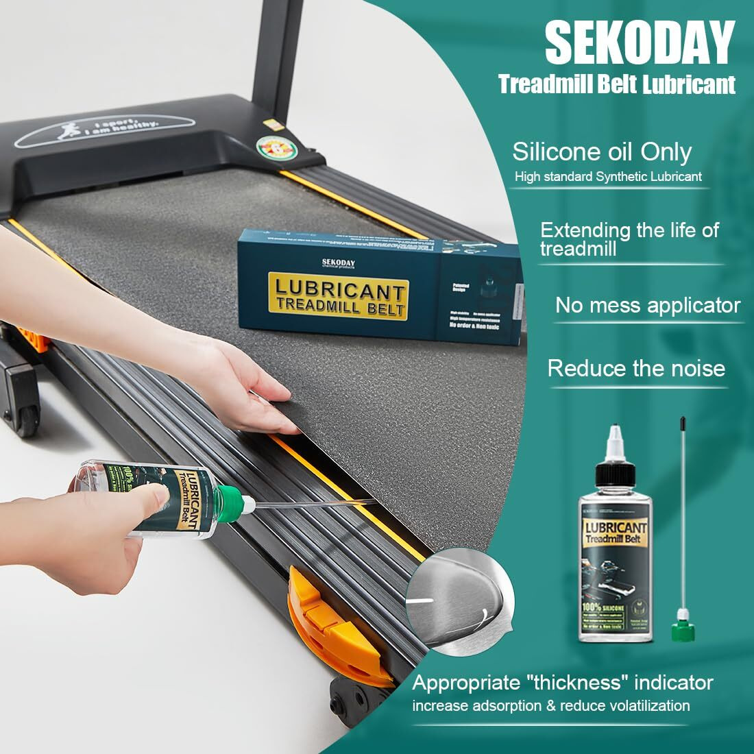 Sekoday Silicone Treadnmill Belt Lubricants/Lubes | 4.2 Ounce, High Temperature Resistant And Stable Lubricant,With Hard Application Tubes And Precision Screw Caps For Easy Use