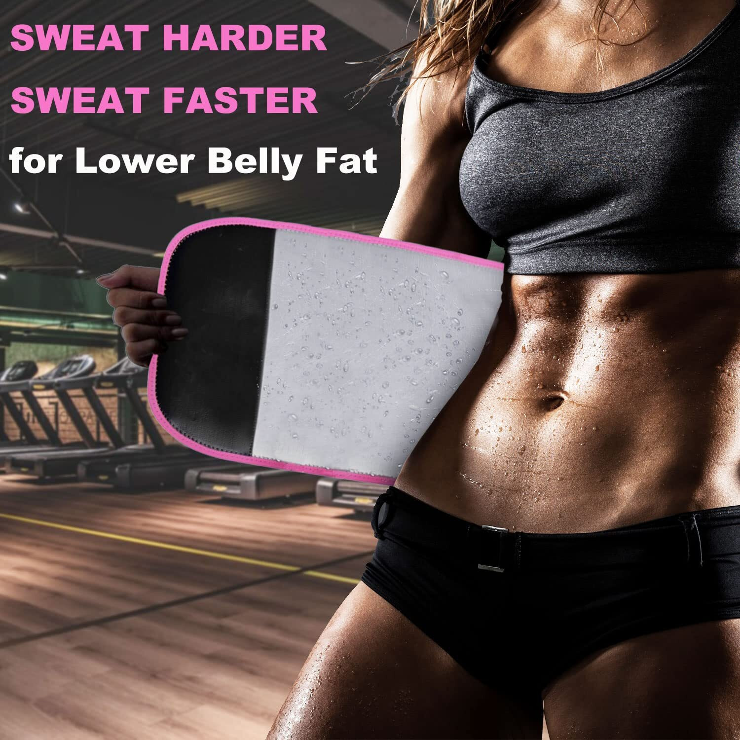 Teseton Waist Trainer For Women Lower Belly Fat, Waist Trimmer For Women Men, Sweat Belt Plus Size, Sauna Stomach Sweat Band Sport Girdle Belt Abdominal For Fitness 01 Pink M