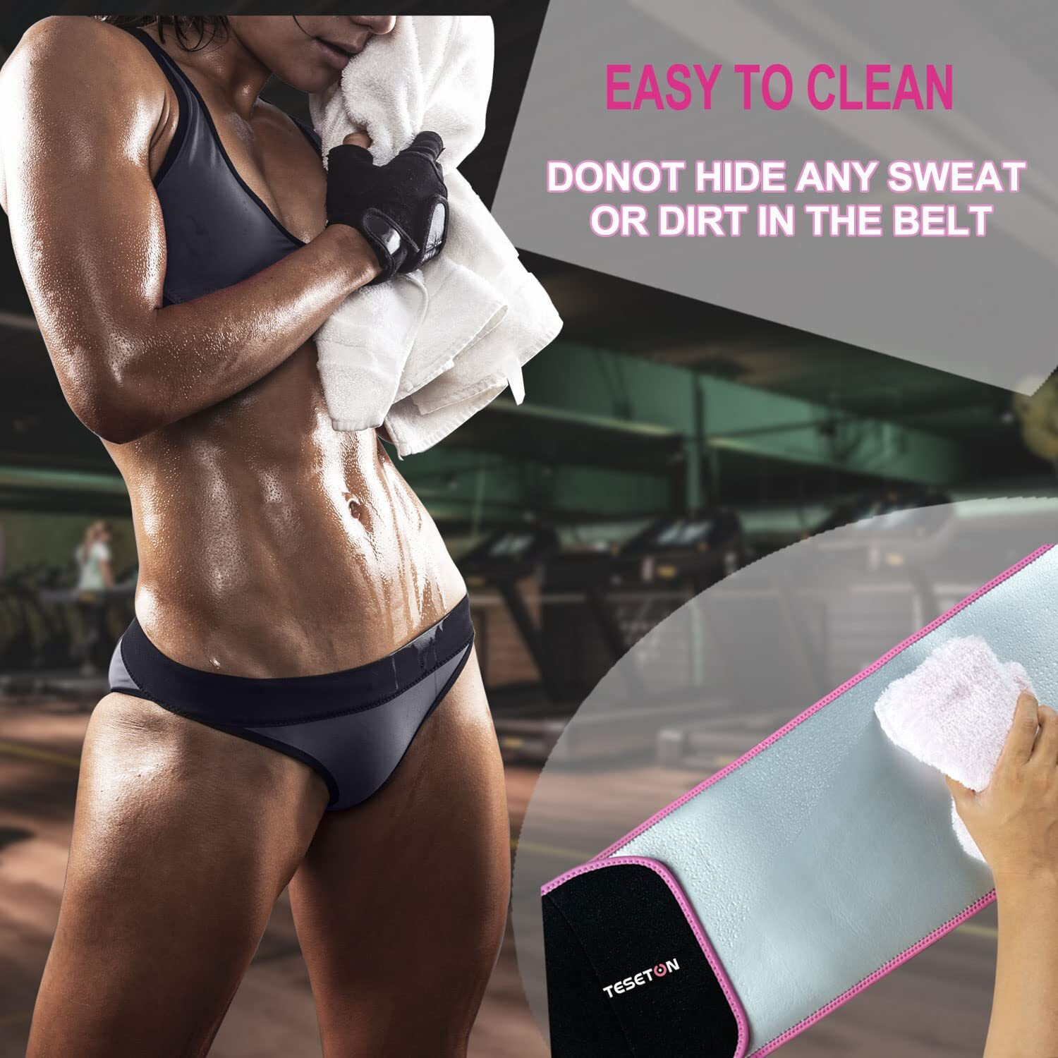 Teseton Waist Trainer For Women Lower Belly Fat, Waist Trimmer For Women Men, Sweat Belt Plus Size, Sauna Stomach Sweat Band Sport Girdle Belt Abdominal For Fitness 01 Pink M
