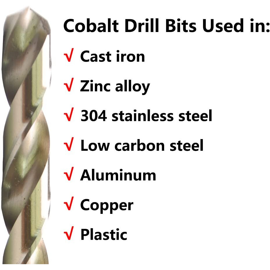 Valyriantool 1/8"" Cobalt Drill Bits(20Pcs), M35 Hssco High Speed Steel Jobber Length Twist Drill Bit Set For Hardened Metal, Stainless Steel, Cast Iron, Plastic And Wood