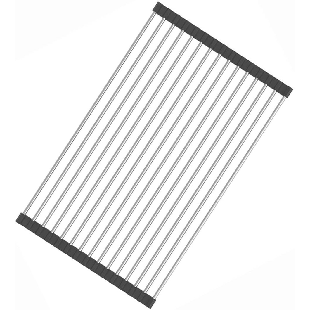 Fafcitvz Stainless Steel Roll Up Dish Rack Over The Sink Roll Out Dish Drying Rack For Kitchen Dishes,Cups