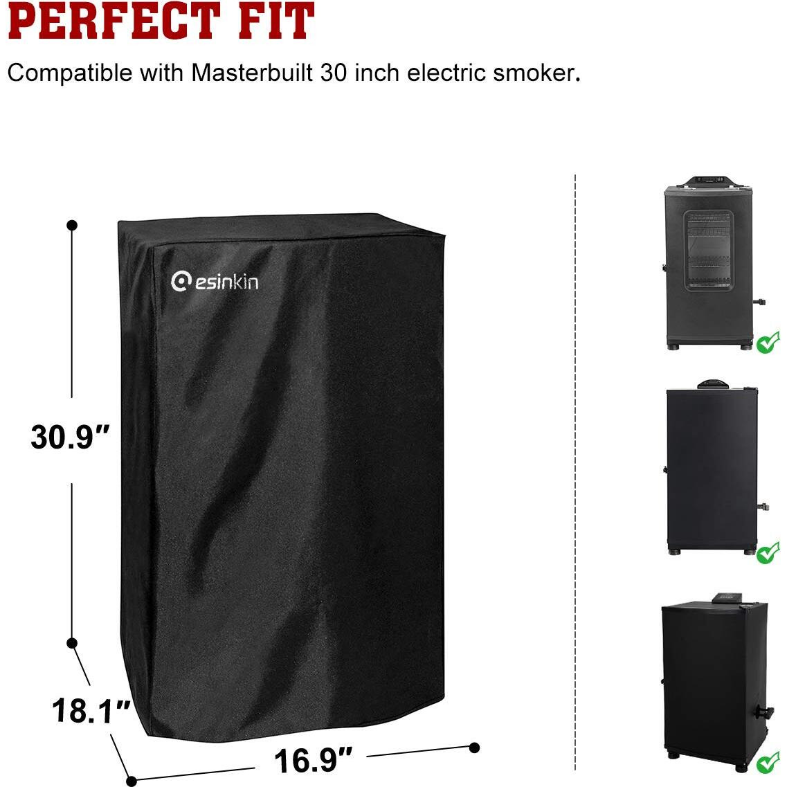 Esinkin 30-Inch Electric Smoker Cover For Masterbuilt Electric Smoker, Dust Uv Durable Waterproof And Conveninet, Black