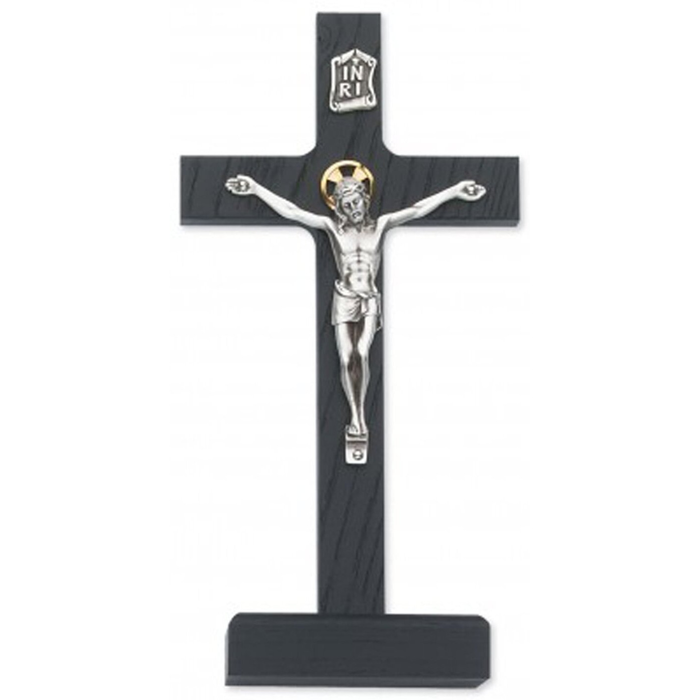 Mcvan Inc. 8"" Black Standing Crucifix Silver Corpus - D  Cor Gift Religious 80-62-Mcvan