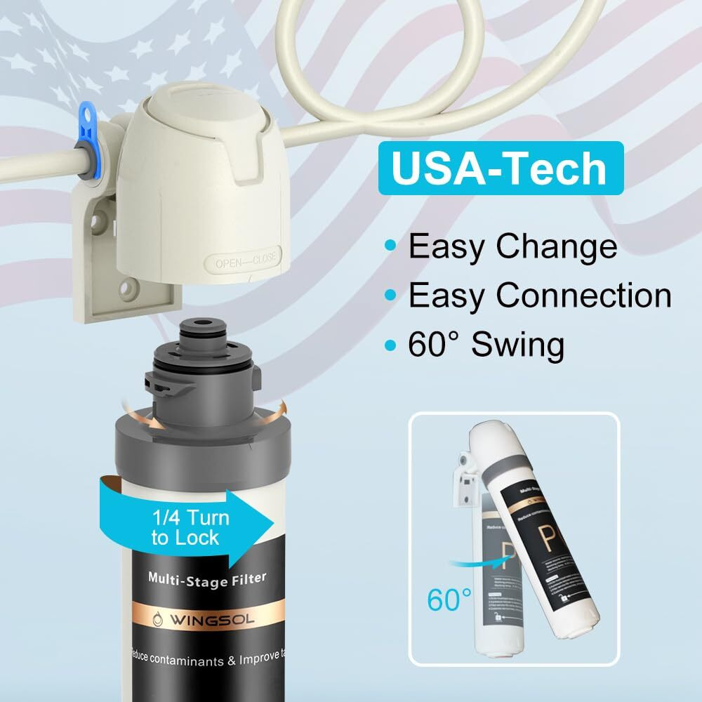 Under Sink Water Filter Replacement, Reduce 99.99% Chlorine, Heavy Metals, Odor, Smell, Rust, Sediment, 8K Life & High-Flow, Multi-Stage Filter, Compatible With Ws-Qc-001/ Ws-Qc-001(F)