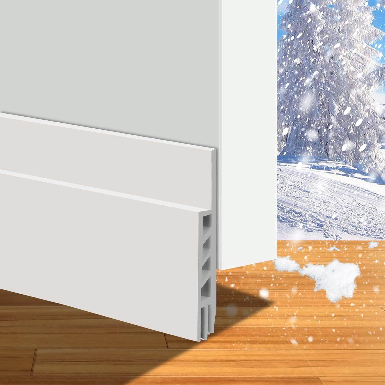 Suptikes 2 Pack Door Draft Stopper,Door Sweep For Exterior & Interior Doors,Door Bottom Seal Dust And Noise Insulation Weather Stripping Draft Guard Insulator, 1.8"" W X 37"" L,White