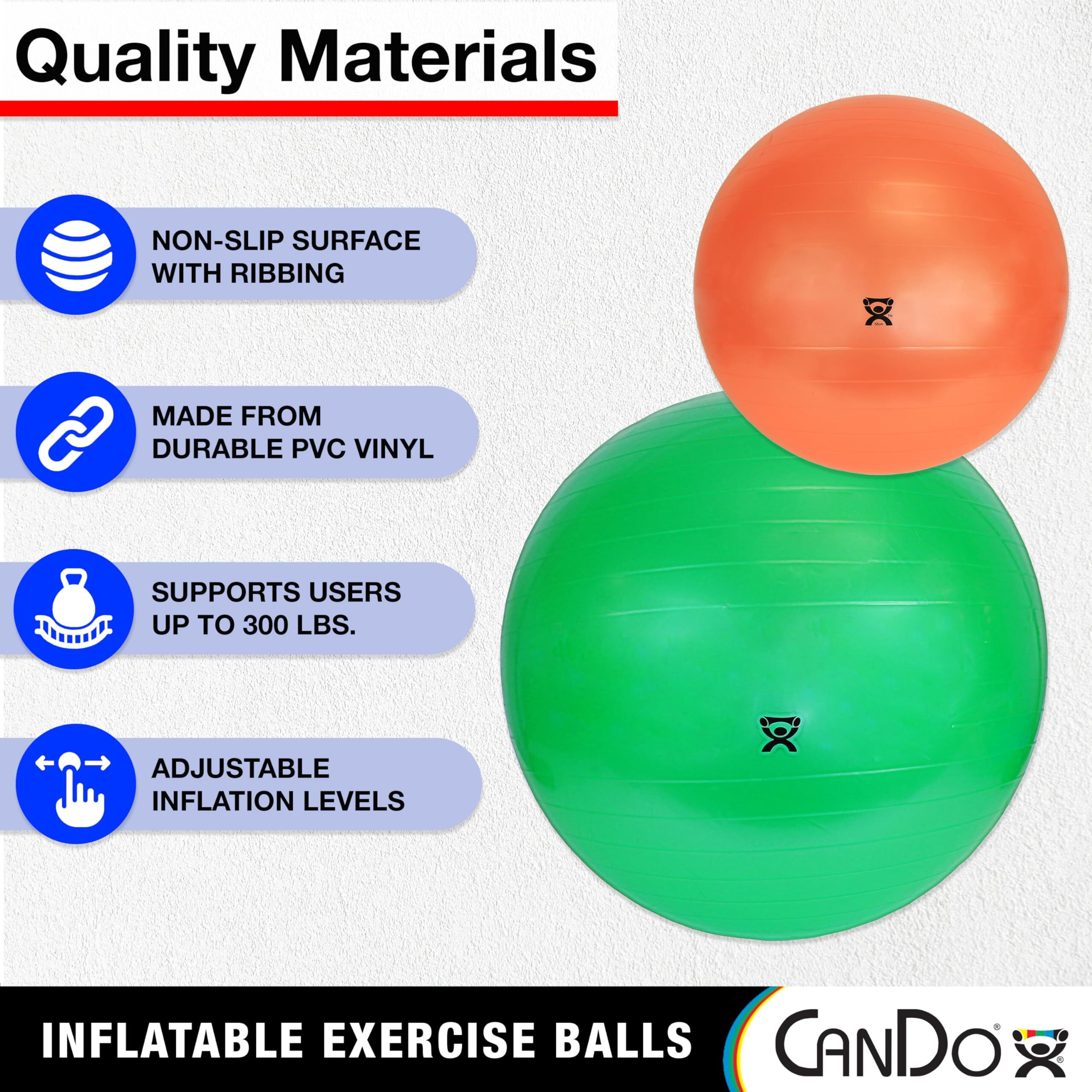 Cando Inflatable Exercise Ball - Red 21.6"", Durable Extra Thick Non-Slip Stability Ball For Core Workouts, Yoga, Pilates, Active Seating, Physical Therapy, Pregnancy, Home Gym, Flexibility