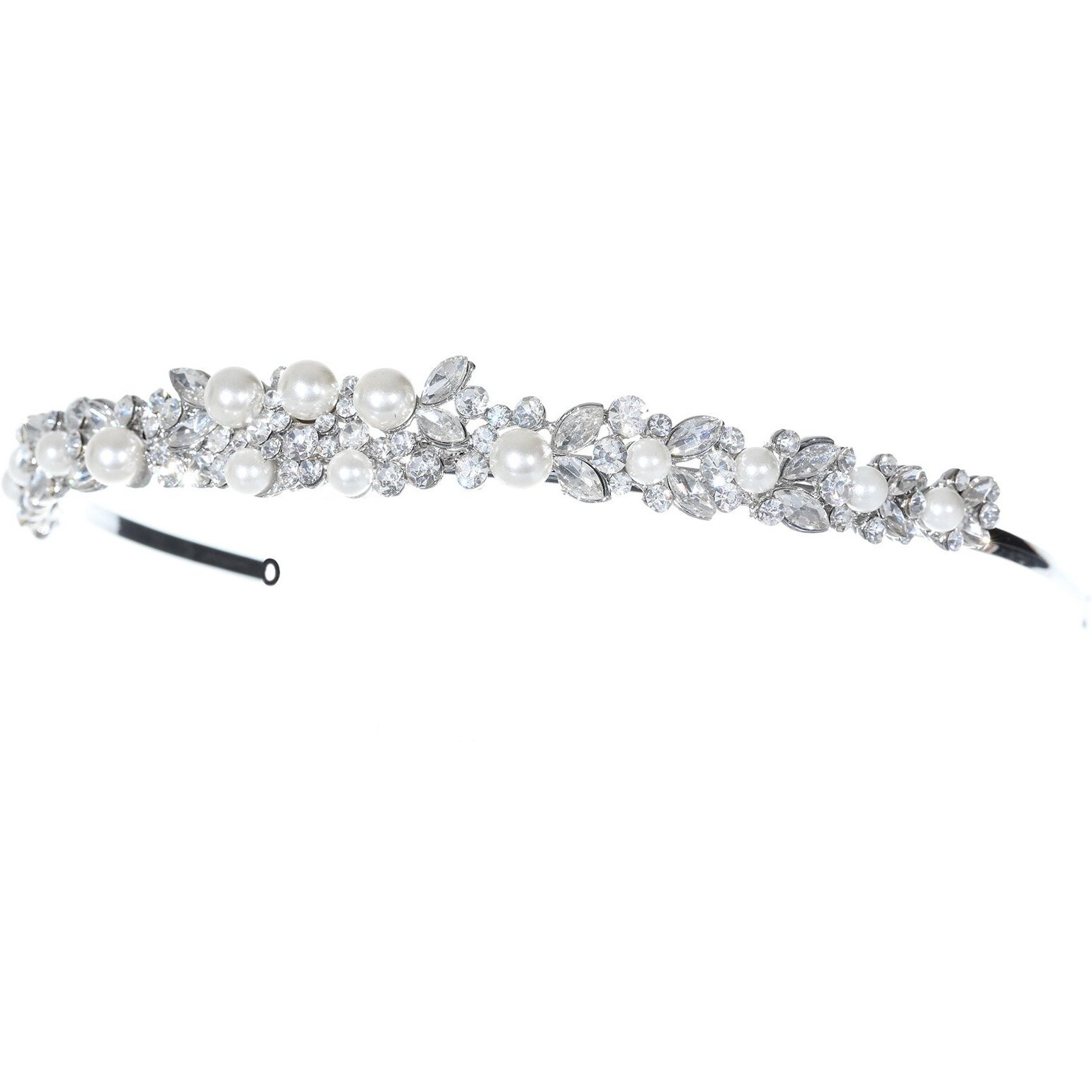 Samky Faux Pearl Floral Flower Crystal Headband Bridal Tiara T1040