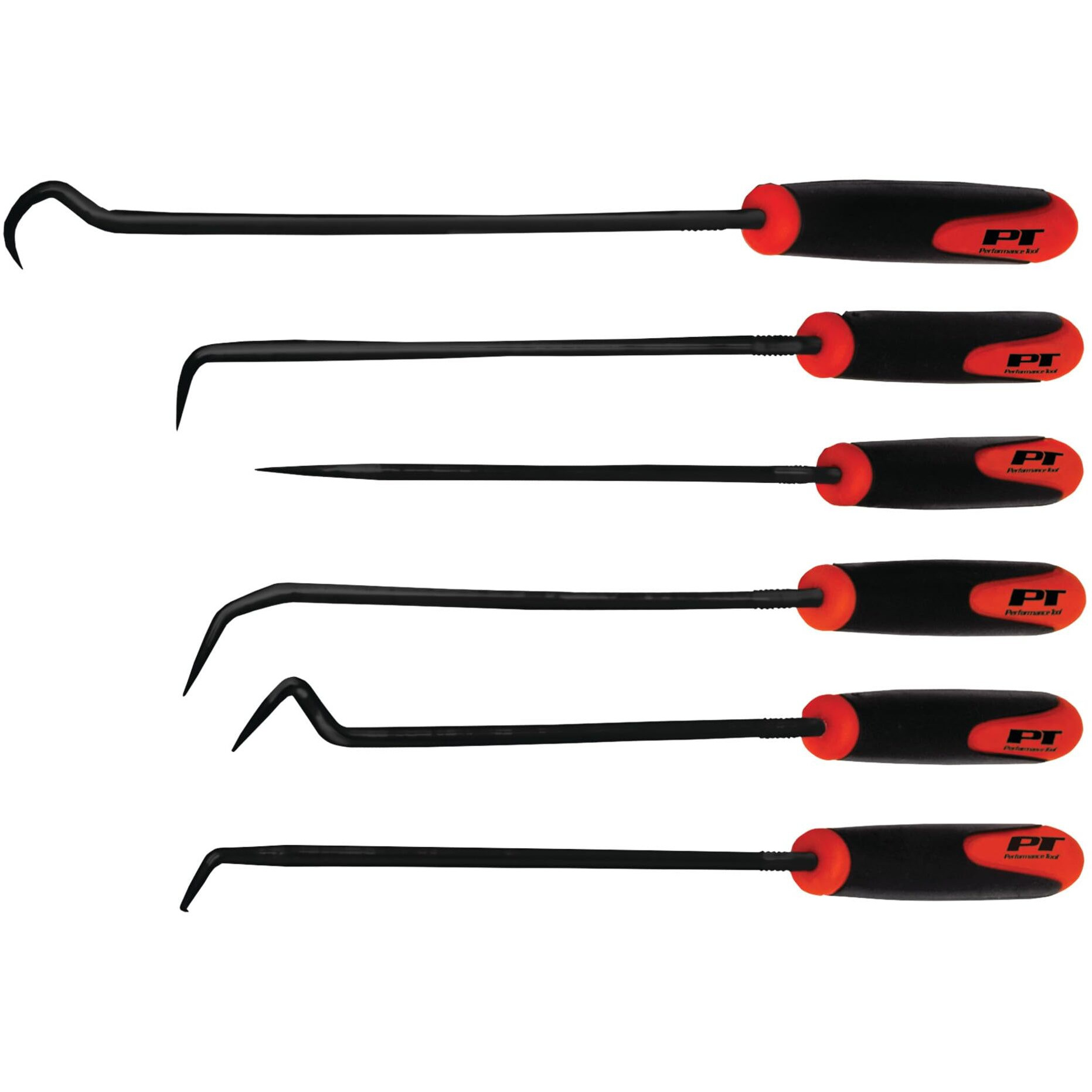 Performance Tool W942 Multi-Shaped And Angled Hook And Pick Tool Set For Garages And Workshops, Black, 6 Pieces
