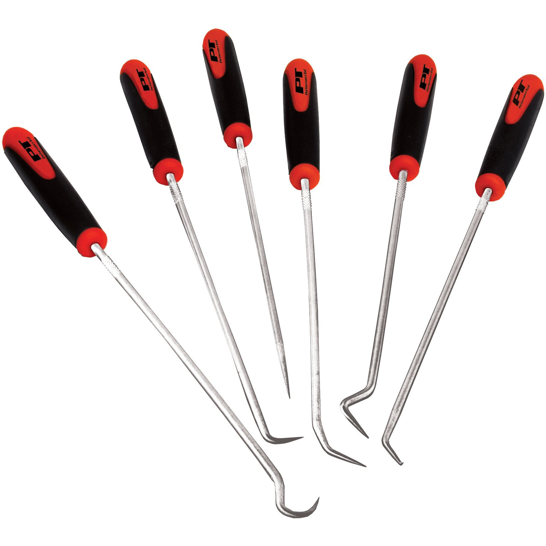 Performance Tool W942 Multi-Shaped And Angled Hook And Pick Tool Set For Garages And Workshops, Black, 6 Pieces