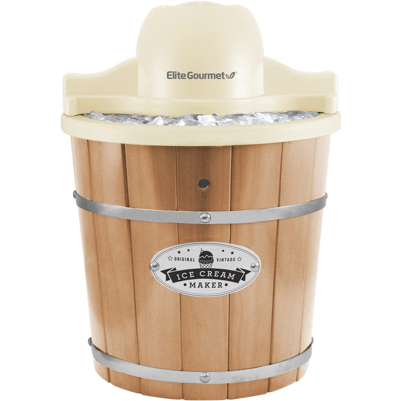 Elite Gourmet Eim-924L, 4 Qt. Electric Motorized Ice Cream Maker Ice & Rock Salt, 4Qt. Freezing Canister, Creamy Ice Cream, Gelato, Frozen Yogurt, Or Sorbet, Recipe Booklet
