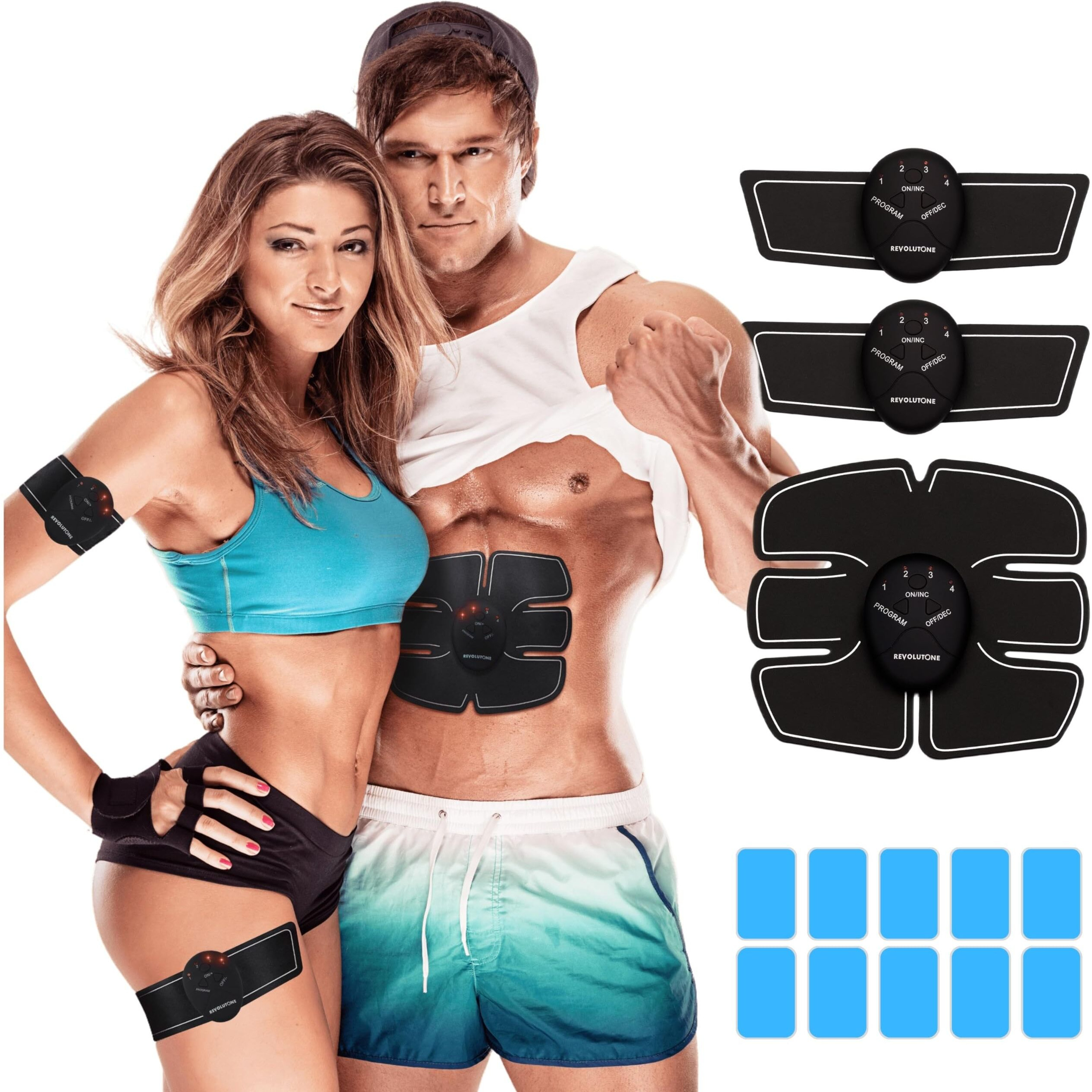 Revolutone Abs Stimulator Fitness Belt And Abdominal Toner Equipment For Muscle Adult Women And Man At Home Workout Gym