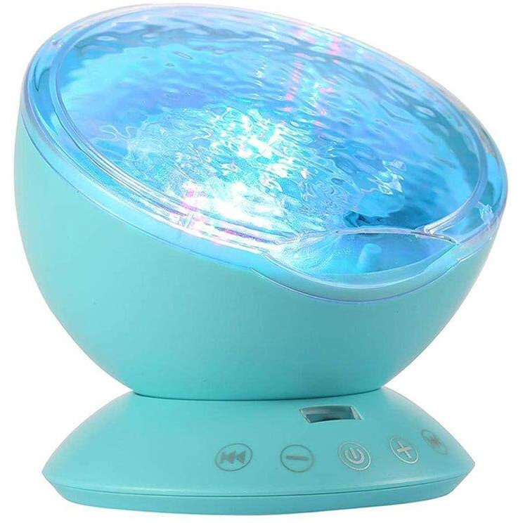 Tomnew Night Light Projector, Ocean Wave Night Light For Kids Room, Remote And Timer, 7 Light Modes And Bulit-In Sound Machine, Mermaid Decor Birthday Christmas Gifts (Blue)