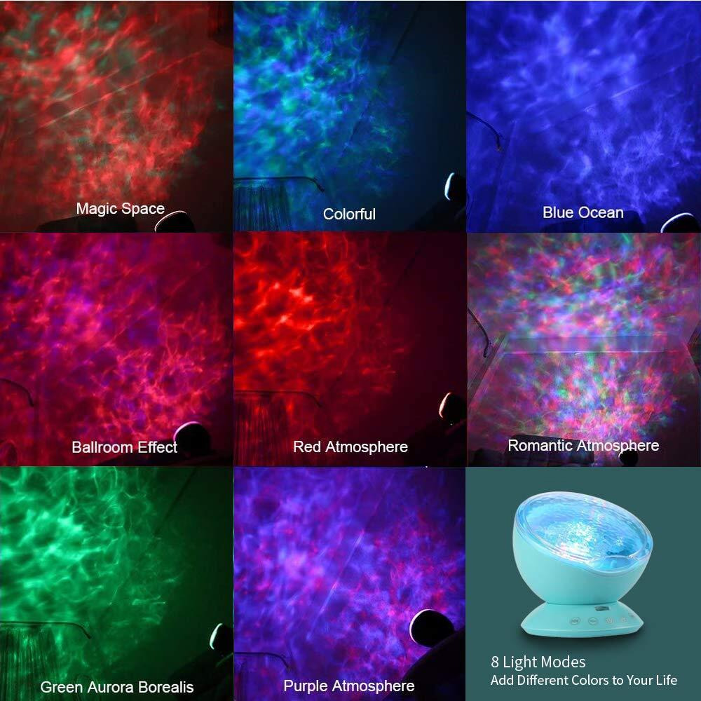 Tomnew Night Light Projector, Ocean Wave Night Light For Kids Room, Remote And Timer, 7 Light Modes And Bulit-In Sound Machine, Mermaid Decor Birthday Christmas Gifts (Blue)