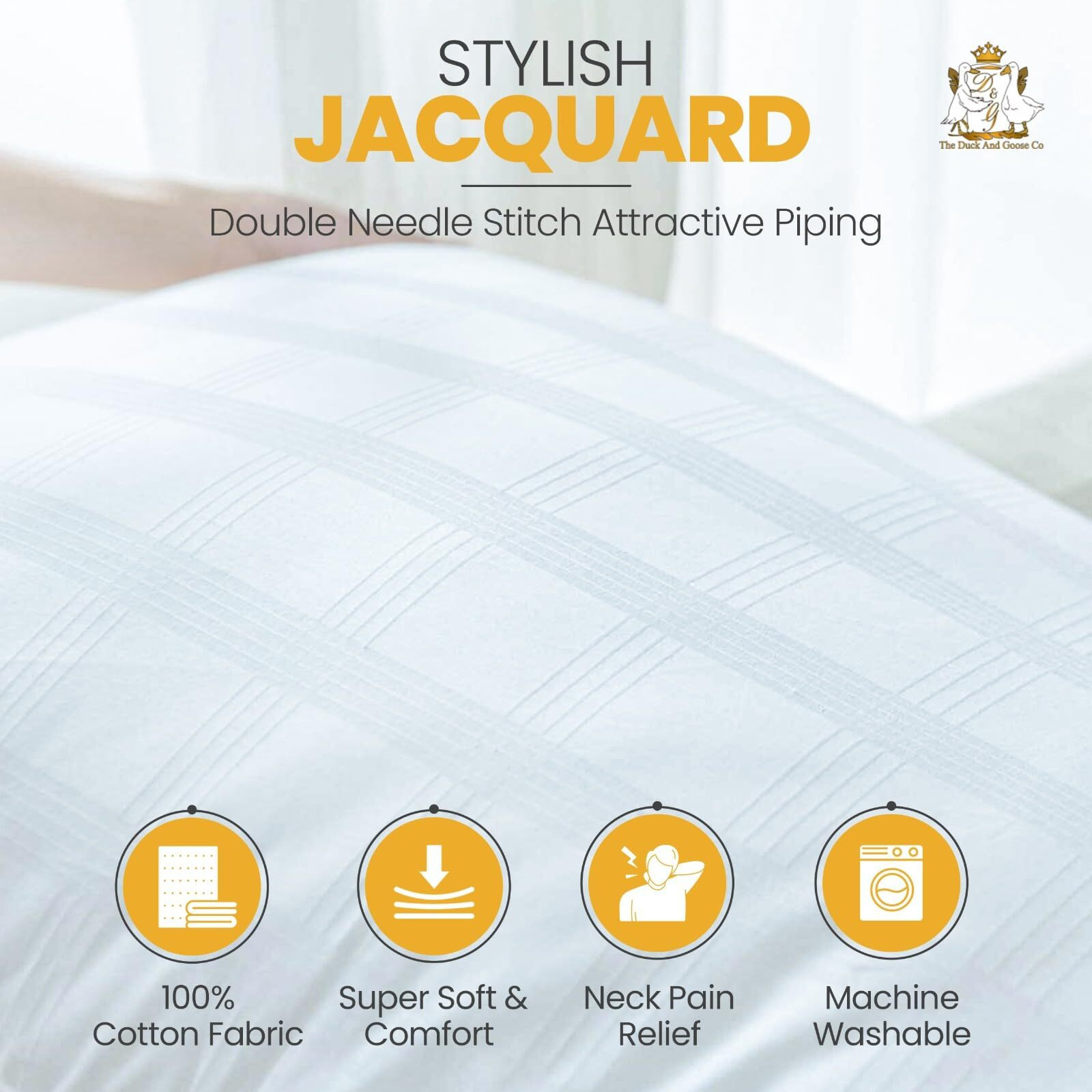 Down Alternative Pillows For Sleeping Plush (2 Pack King), 100% Cotton Cover Best Hotel Bed Pillows With 2"" Gusset, Sleeping Pillow By The Duck And Goose Co