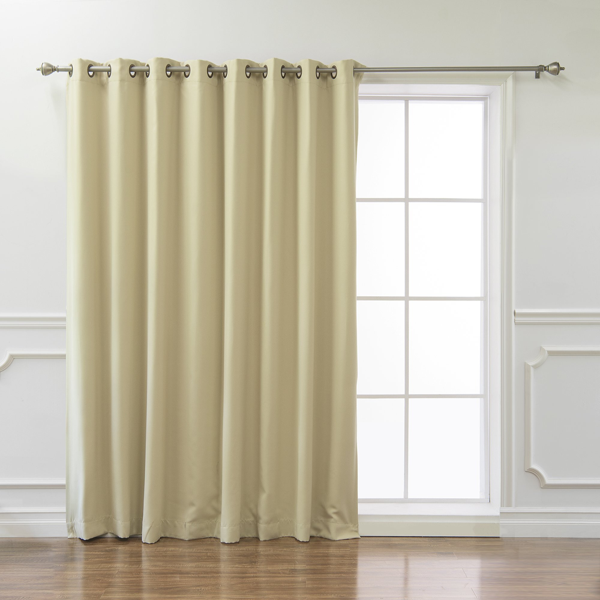 Best Home Fashion Premium Wide Width Thermal Insulated Blackout Curtain - Antique Bronze Grommet Top - Beige - 100"" W X 84"" L - (1 Panel)