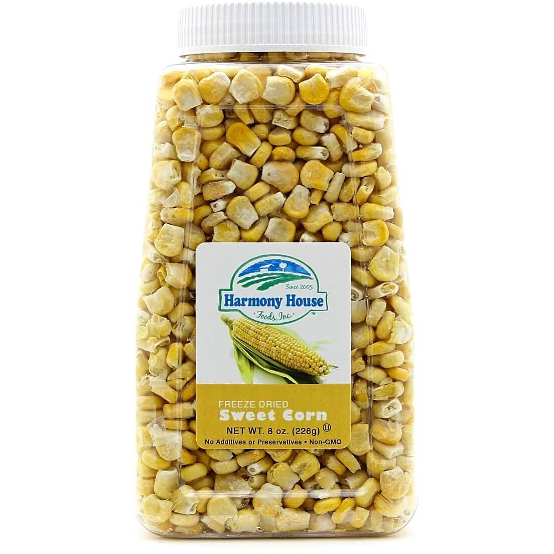 Premium Sweet Corn Freeze-Dried - 100% Natural, Healthy Snack, 8 Oz, Quart Size Jar By Harmony House Foods