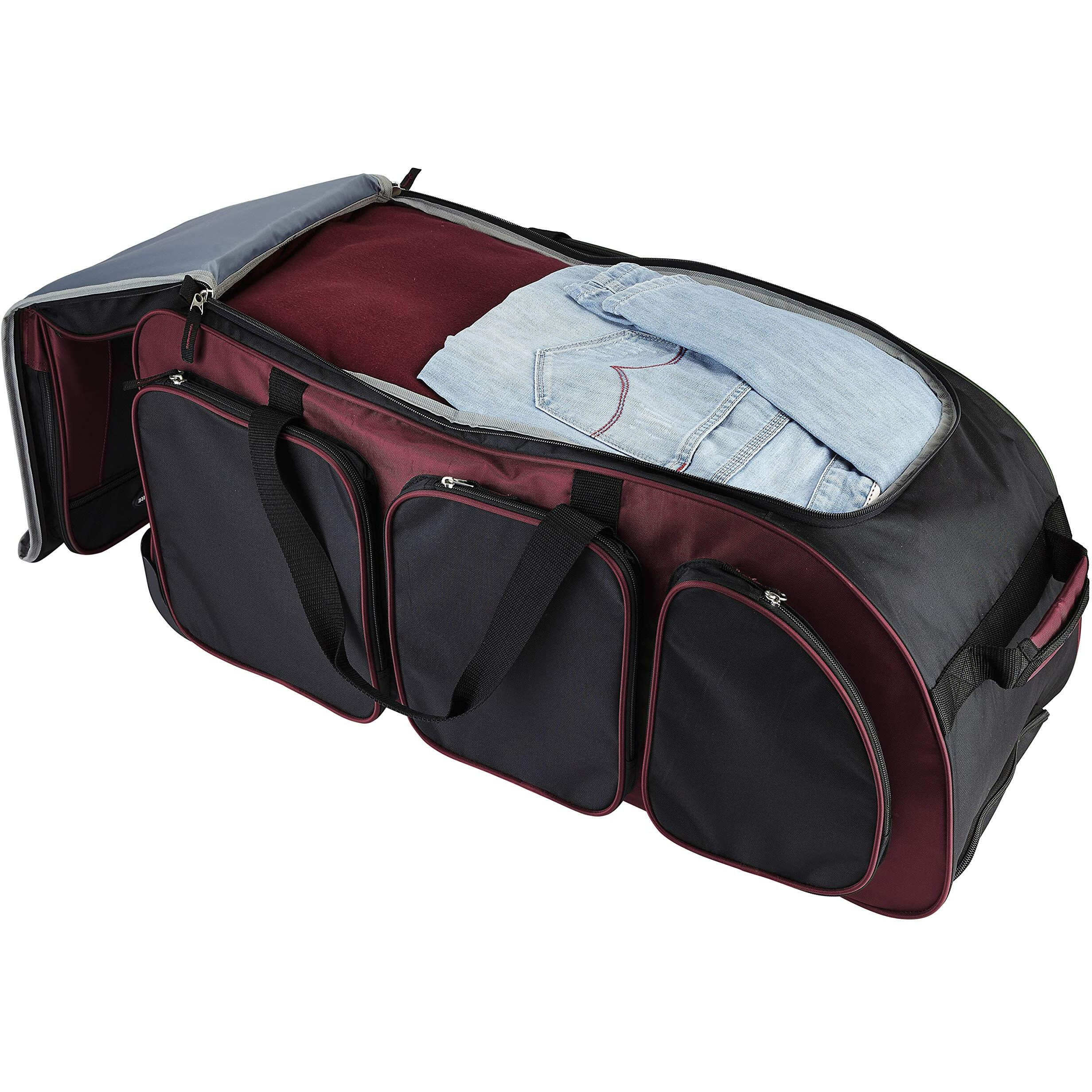 Travelers Club Xpedition 30 Inch Multi-Pocket Upright Rolling Duffel Bag, Crimson Red, 30"" Suitcase