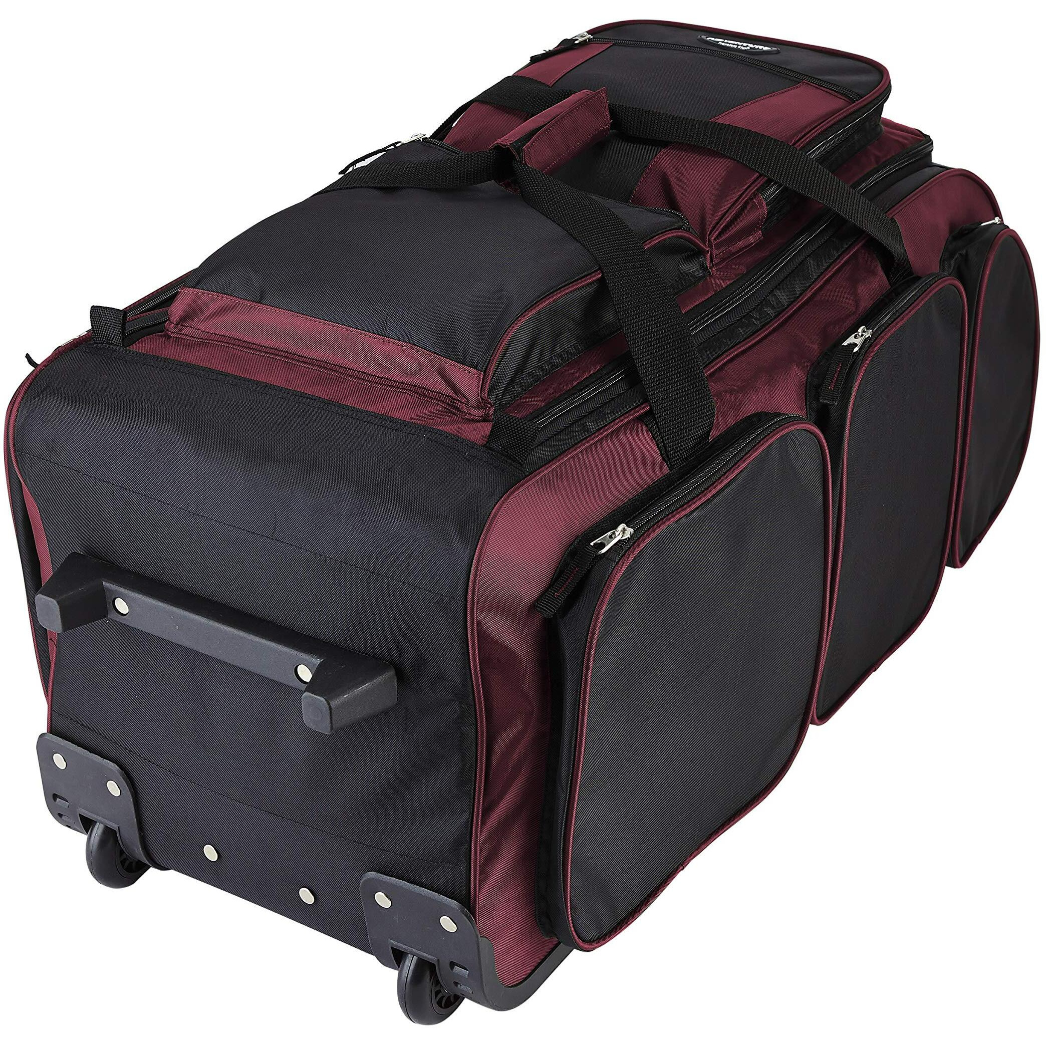 Travelers Club Xpedition 30 Inch Multi-Pocket Upright Rolling Duffel Bag, Crimson Red, 30"" Suitcase
