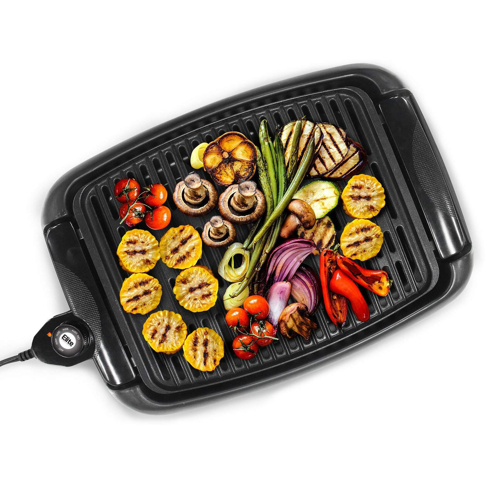 Elite Gourmet Egl-3450 Smokeless Indoor Electric Bbq Grill Dishwasher Safe, Nonstick, Adjustable Temperature, Fast Heat Up, Low-Fat Meals Easy To Clean Design, Black