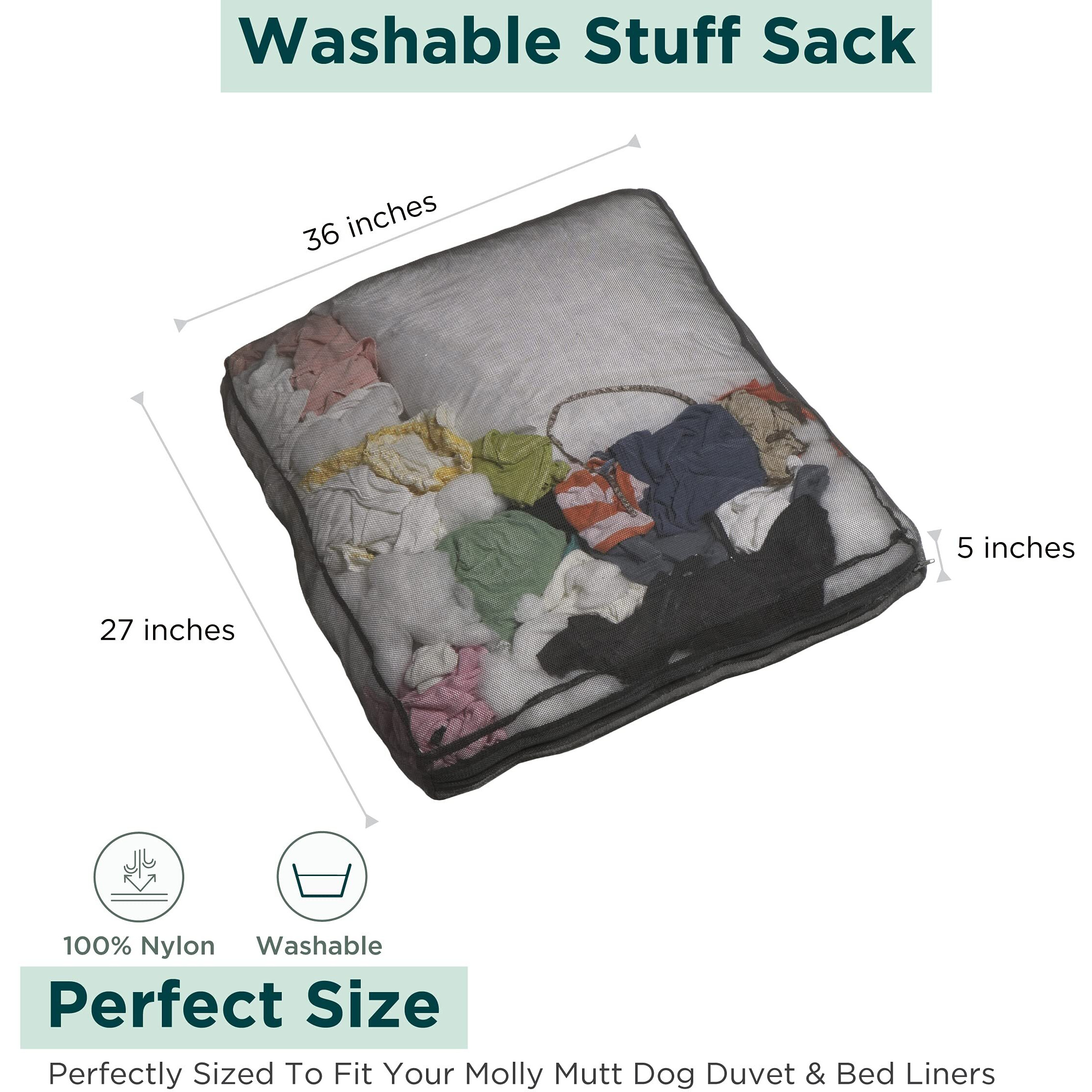 Molly Mutt Washable Stuff Sack, Sustainable Mesh Dog Bed Mattress, Medium/Large, 27.0"&quotL X 4.0"&quotW X 36.0"&quotTh