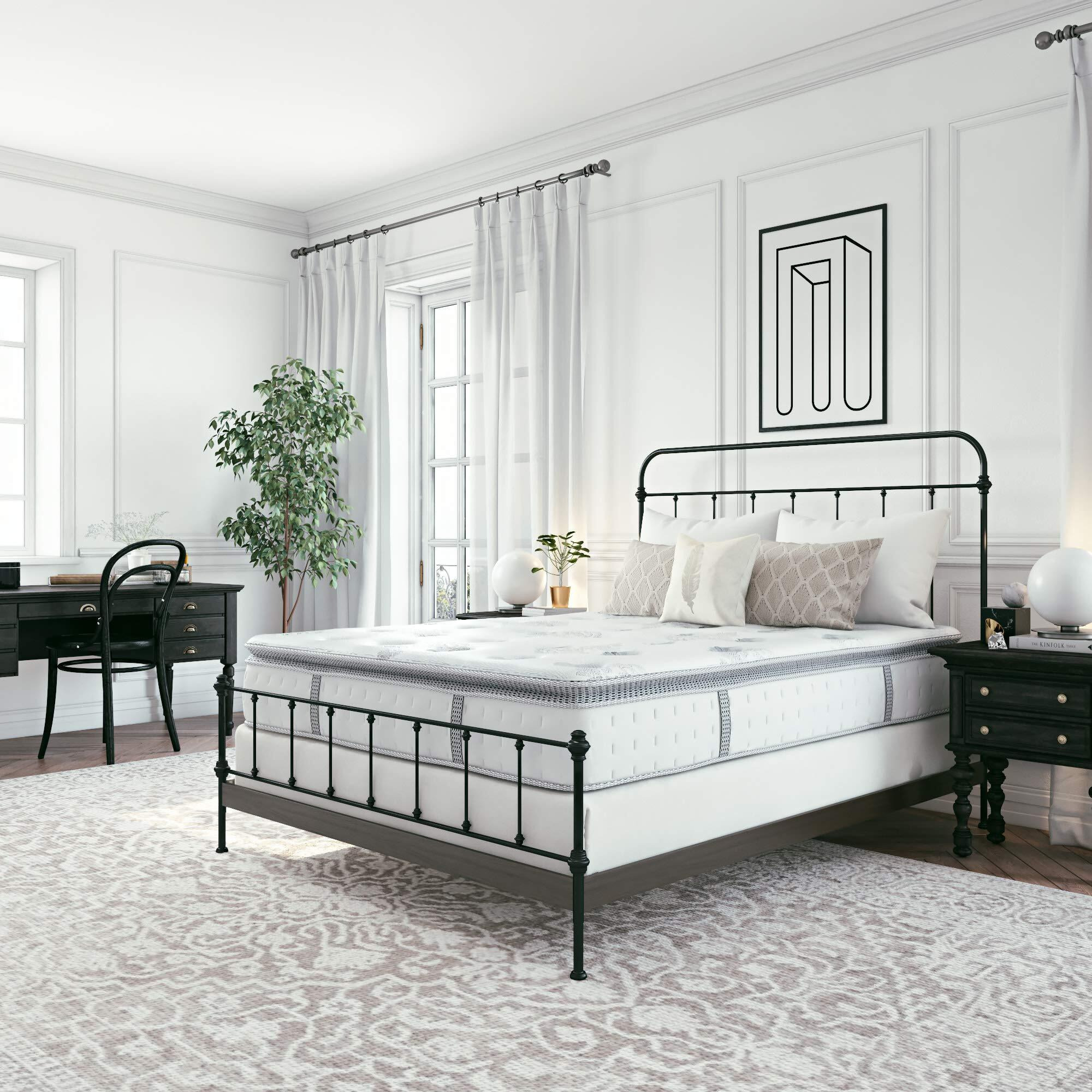 Classic Brands Mercer Cool Gel Memory Foam And Innerspring Hybrid 12-Inch Pillow Top Mattress, Mattress In A Box, Queen