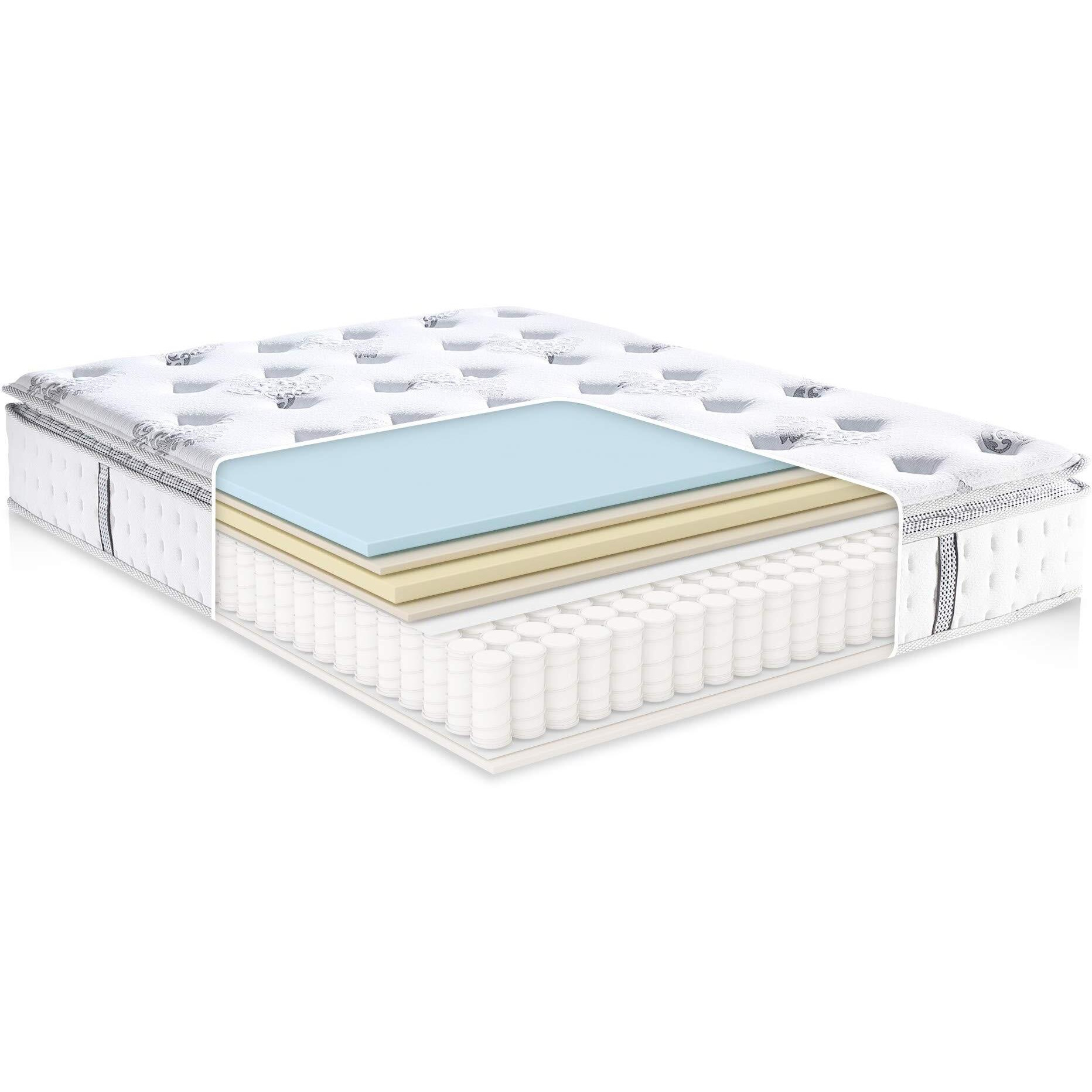 Classic Brands Mercer Cool Gel Memory Foam And Innerspring Hybrid 12-Inch Pillow Top Mattress, Mattress In A Box, Queen