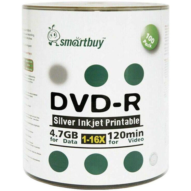 Smart Buy 400 Pack Dvd-R 4.7Gb 16X Silver Printable Inkjet Blank Record Disc, 400 Disc 400Pk