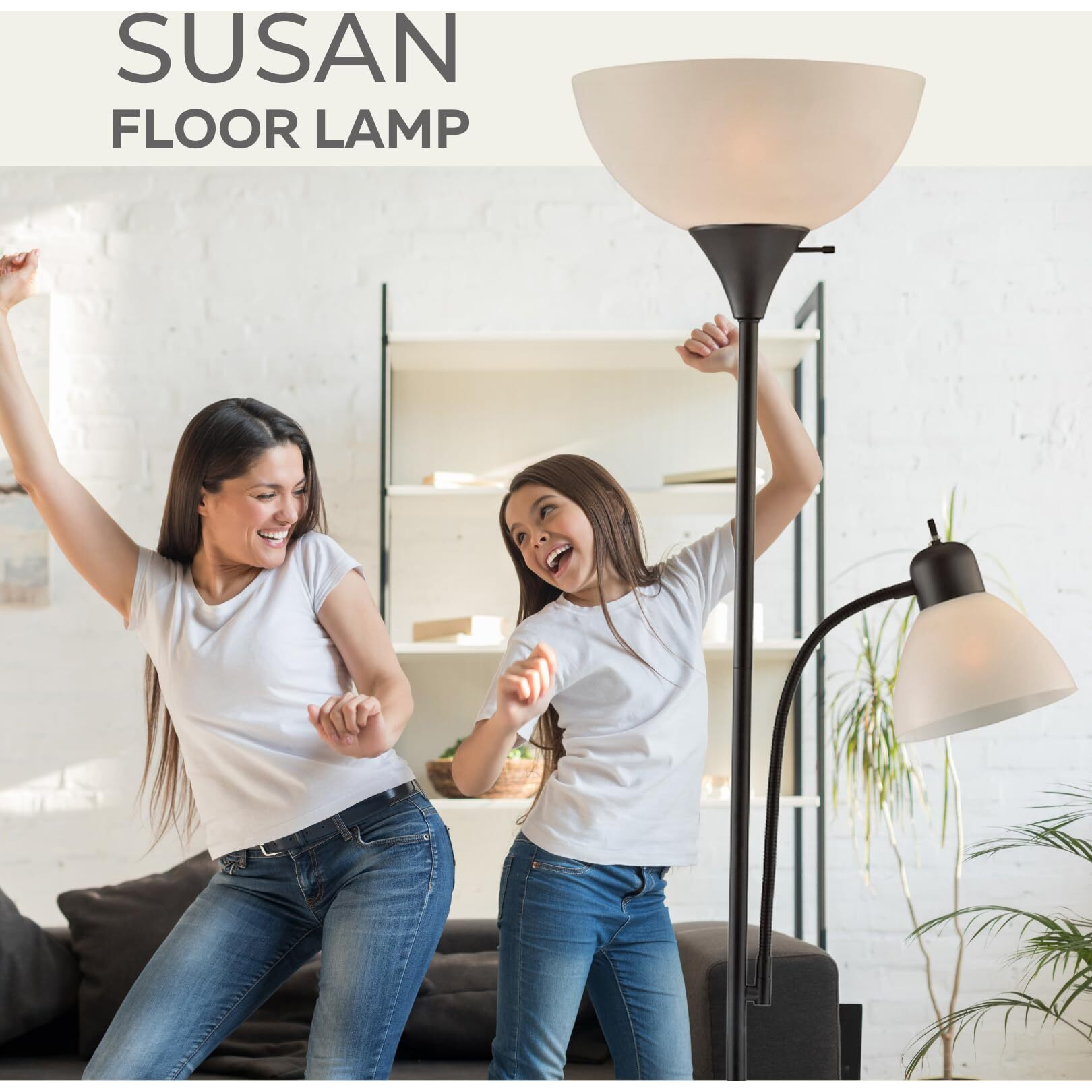 Lightaccents Adjustable Black Floor Lamp, 72'', Reading Light, Modern Style, Tall Lamp For Living Room, Bedroom, Office