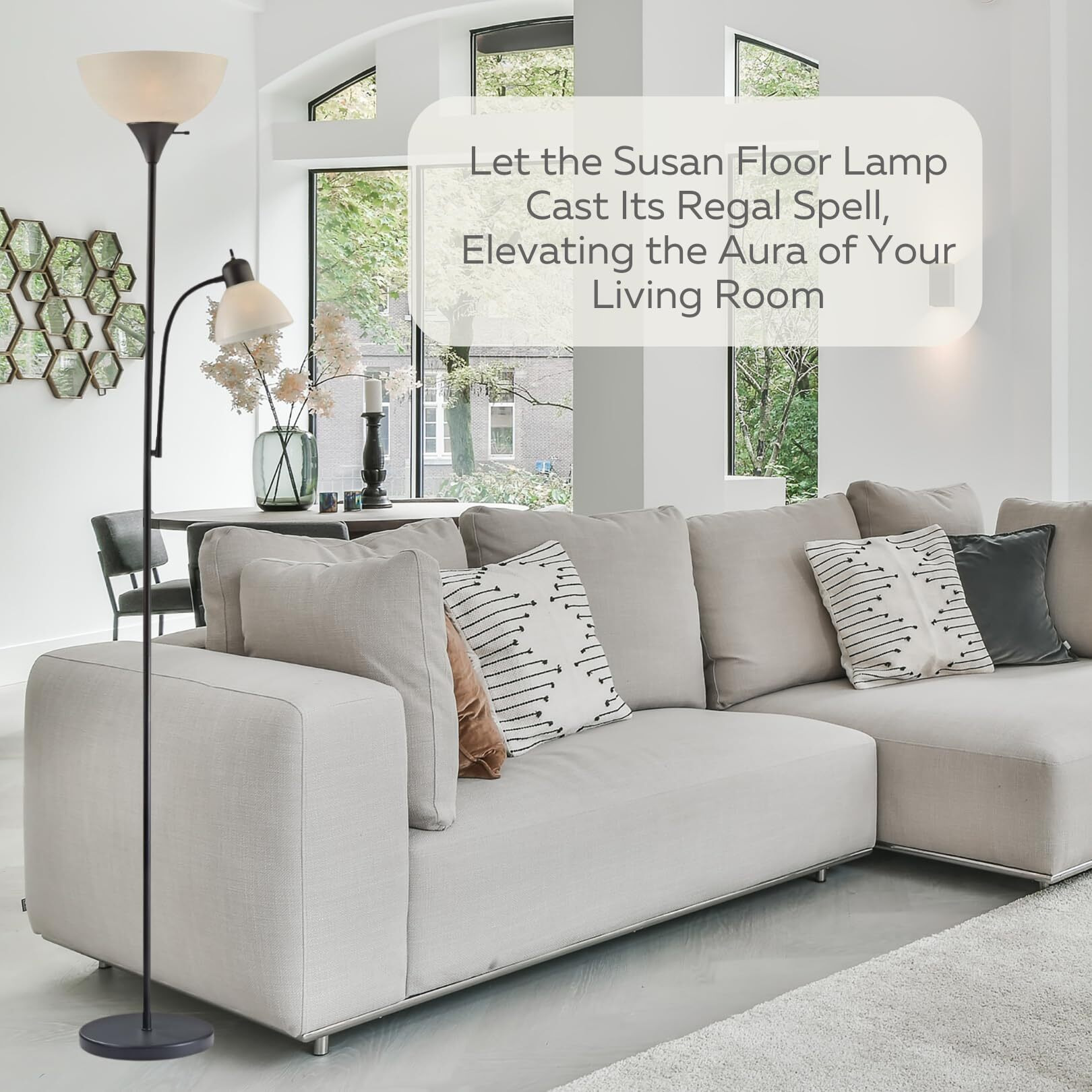 Lightaccents Adjustable Black Floor Lamp, 72'', Reading Light, Modern Style, Tall Lamp For Living Room, Bedroom, Office