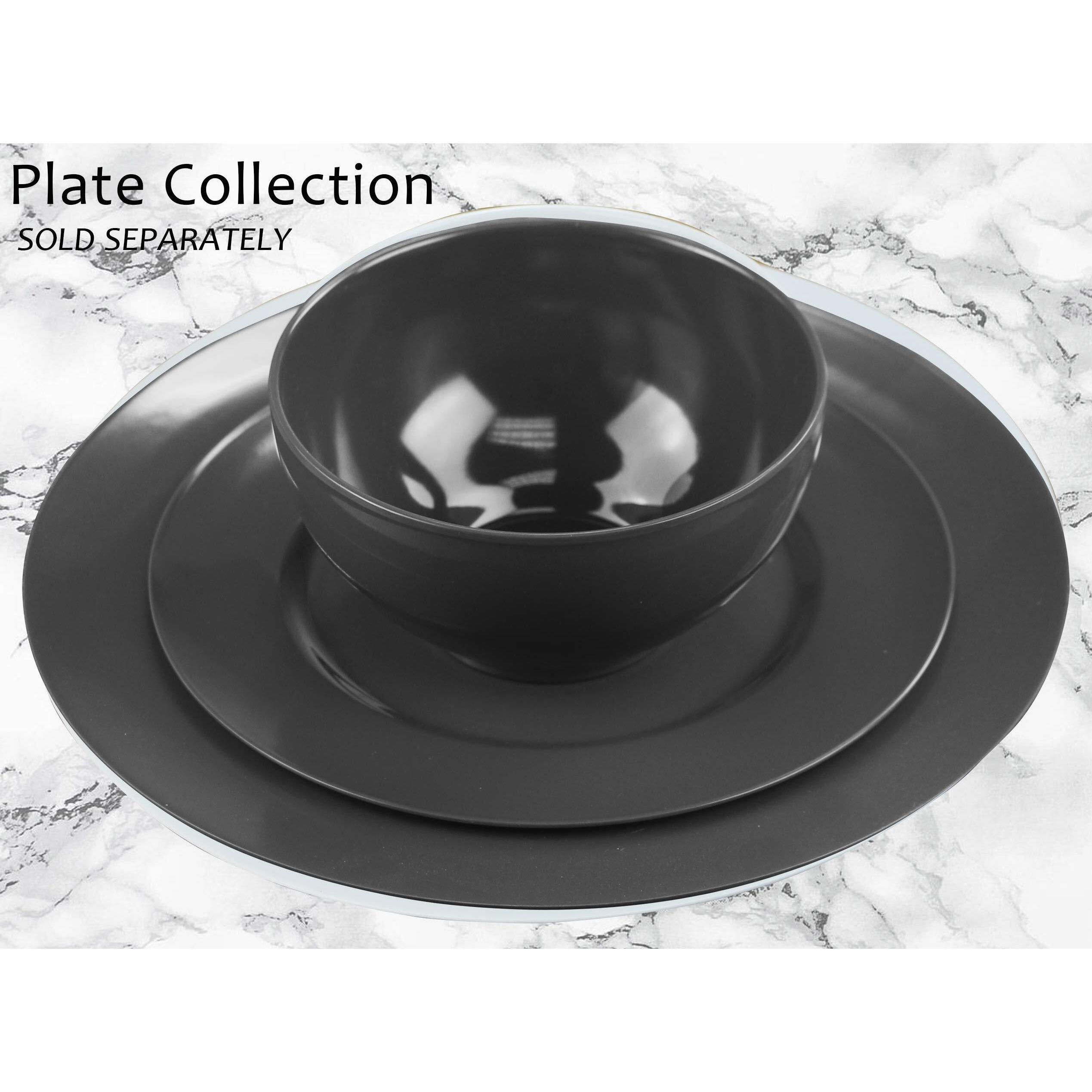 Reston Lloyd 100% Melamine Dinnere Cereal, Soup, Dip Bowls, 16Oz/2Cup Capacity, Charcoal, Set Of 6,Gray