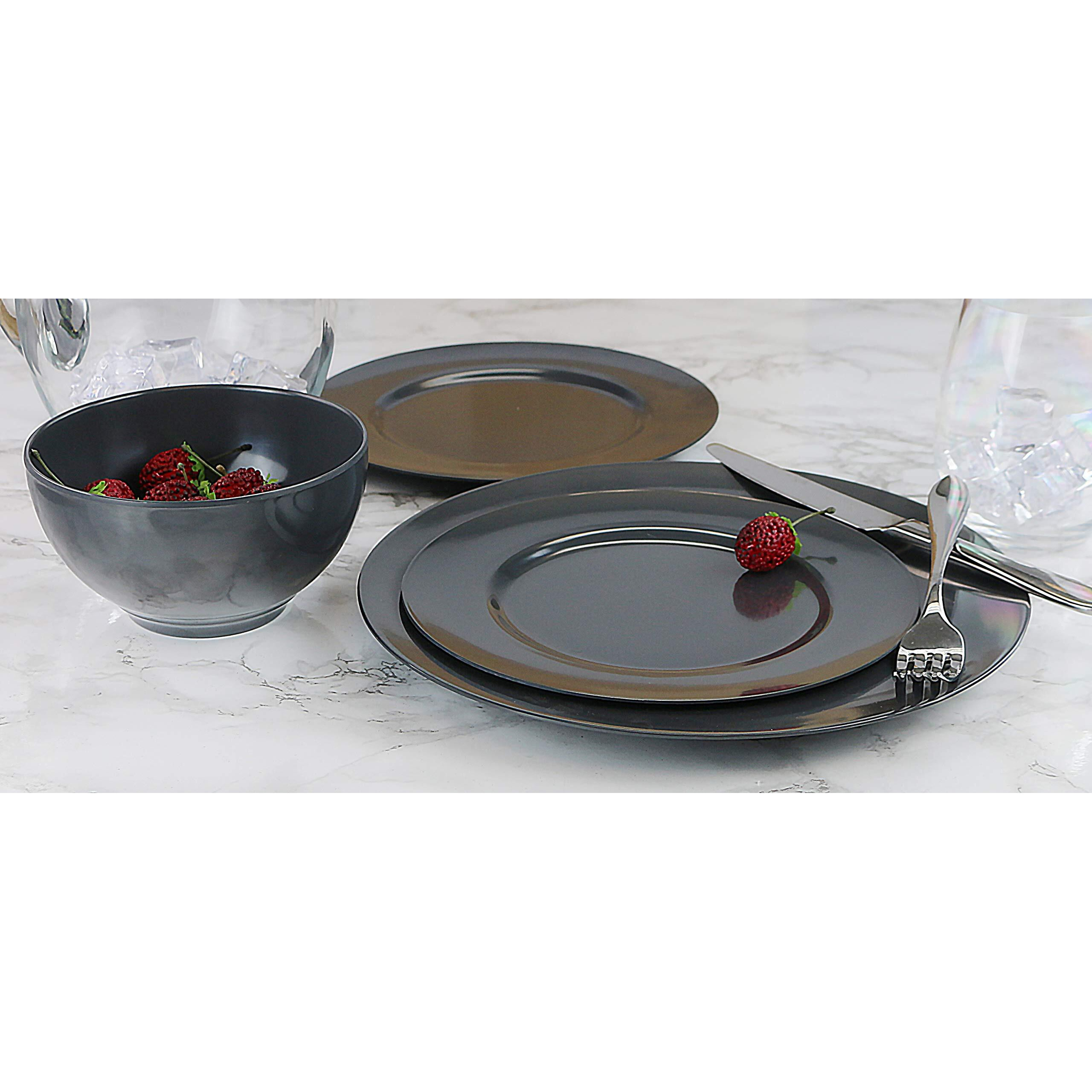 Reston Lloyd 100% Melamine Dinnere Cereal, Soup, Dip Bowls, 16Oz/2Cup Capacity, Charcoal, Set Of 6,Gray