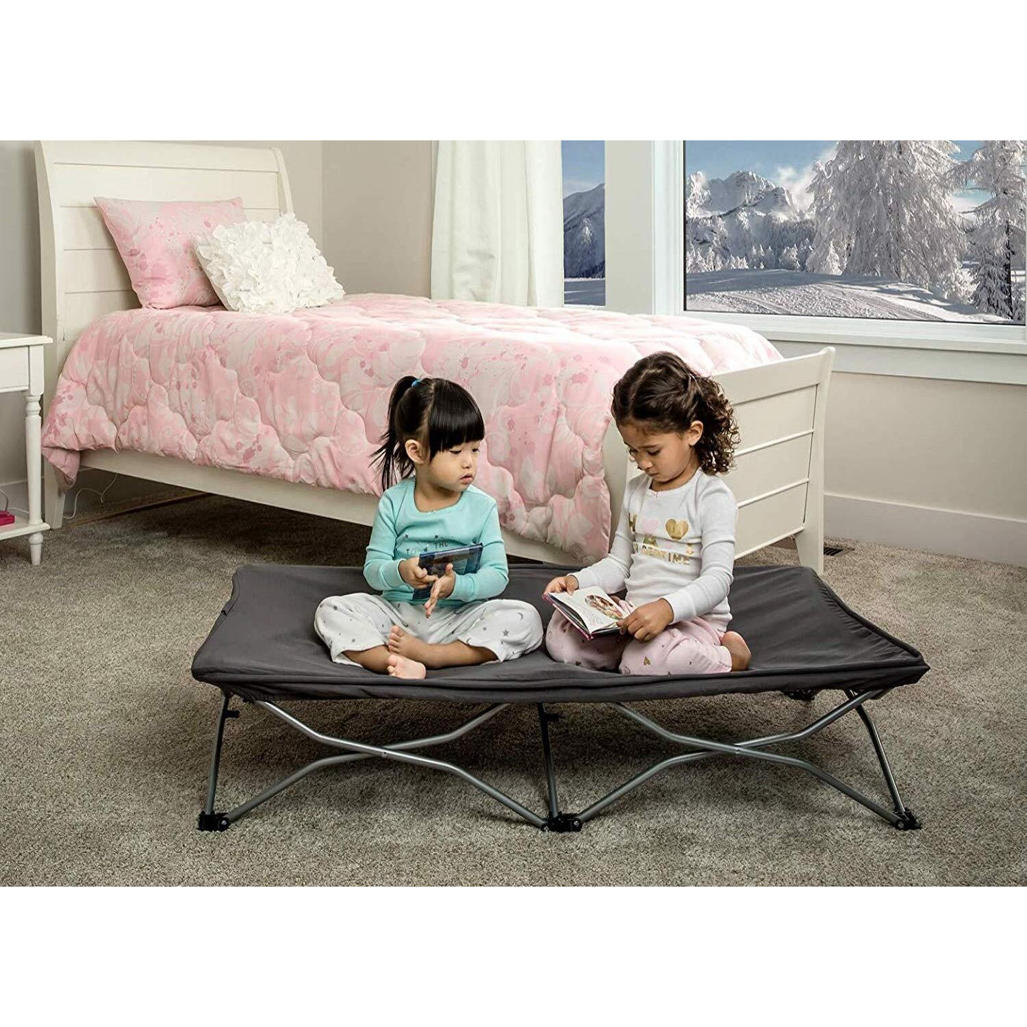 Regalo My Cot Portable Travel Bed, Includes Fitted Sheet, Grey, 1 Count (Pack Of 1)