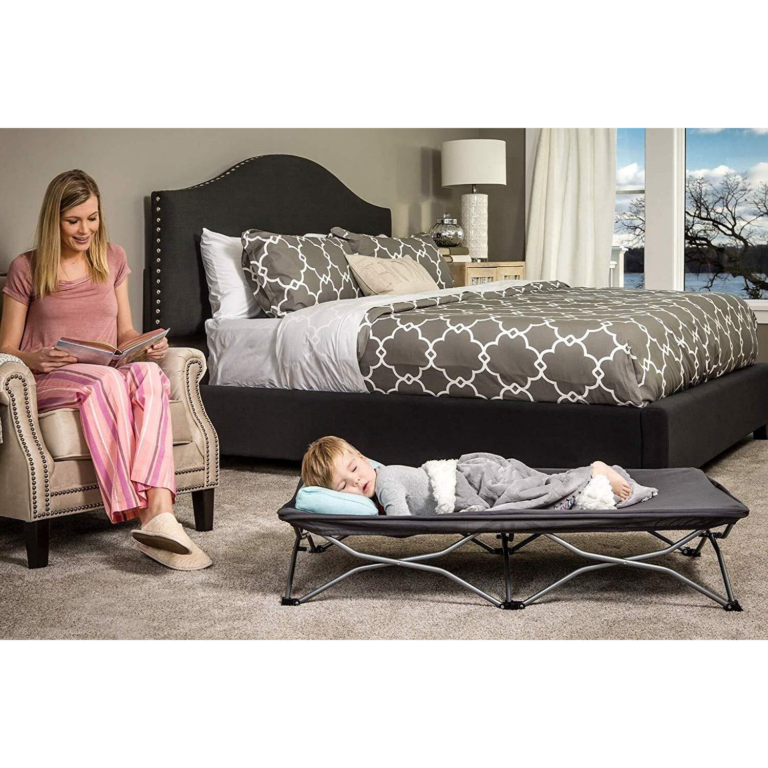 Regalo My Cot Portable Travel Bed, Includes Fitted Sheet, Grey, 1 Count (Pack Of 1)