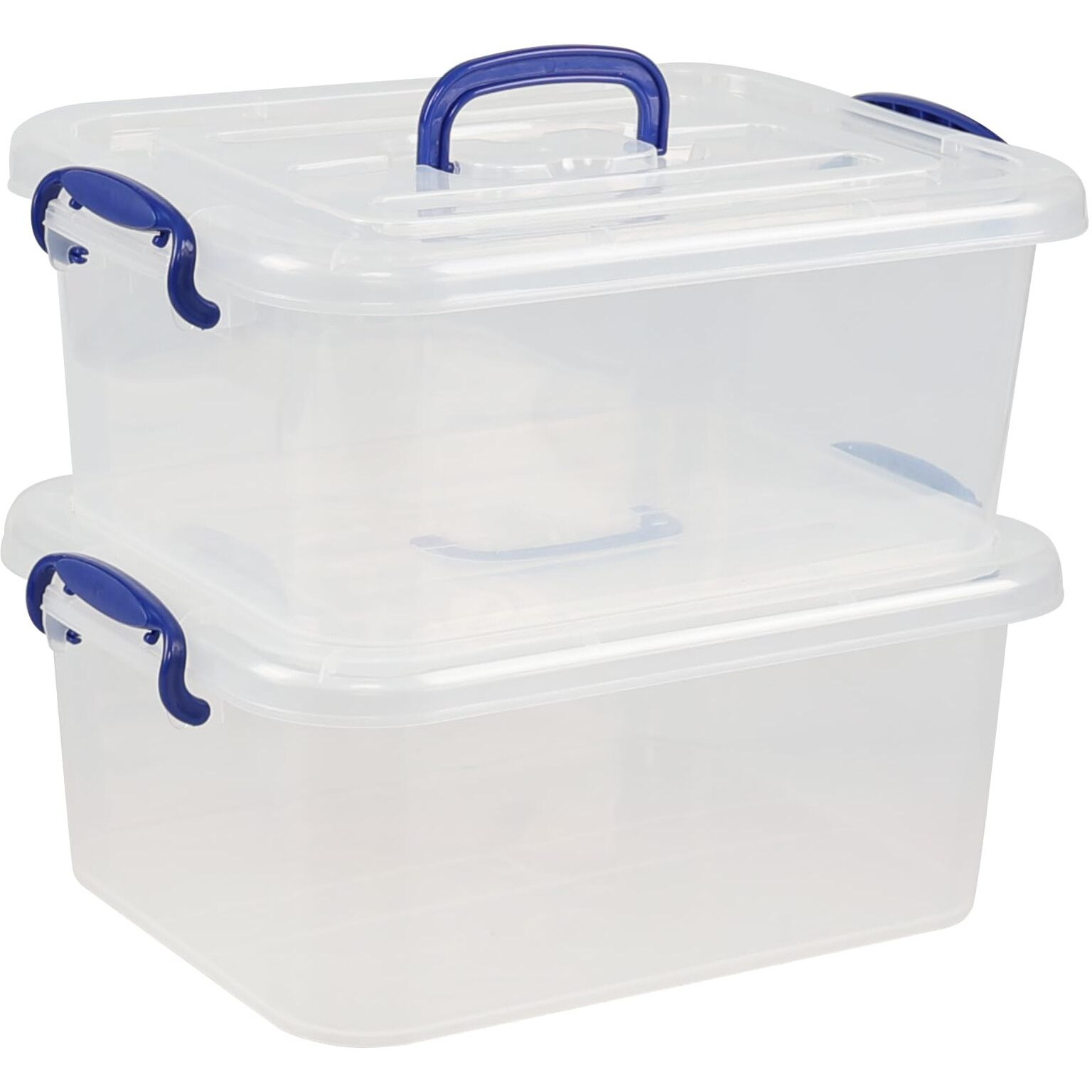 Morcte 8 L Clear Latching Box, Plastic Storage Bin With Handle, 2-Pack