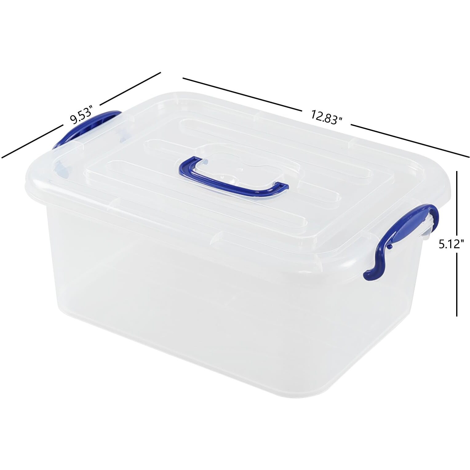 Morcte 8 L Clear Latching Box, Plastic Storage Bin With Handle, 2-Pack