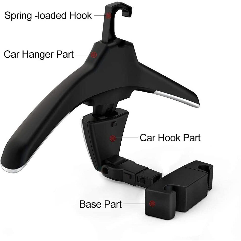 Engync Car Coat Hanger, Auto Back Seat Headrest Clothes Jackets Suits Hooks, High-End Multi-Purpose Storage Car Accessories Black