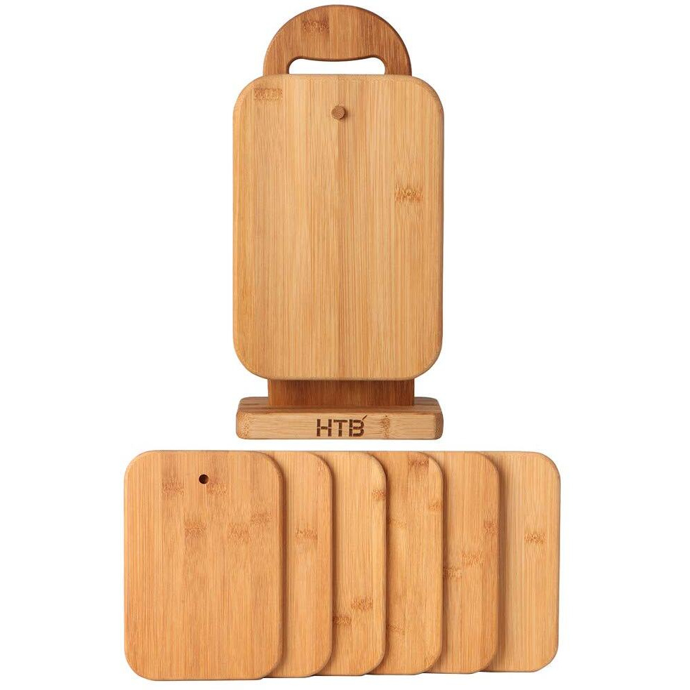 Bamboo Cutting Board Set For Kitchen,Small Cutting Boards With Holder,Serving Boards For Sandwich Cheese Meal Breakfast