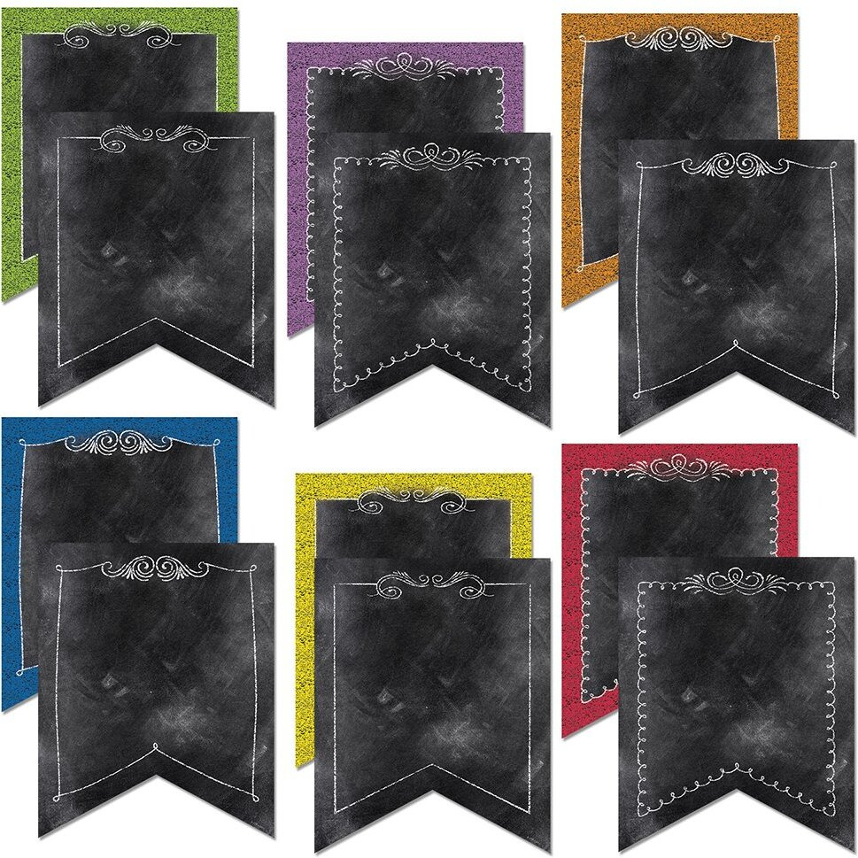 Creative Teaching Press 10"" Designer Cut-Outs, Pennants (6490),Black/Multi