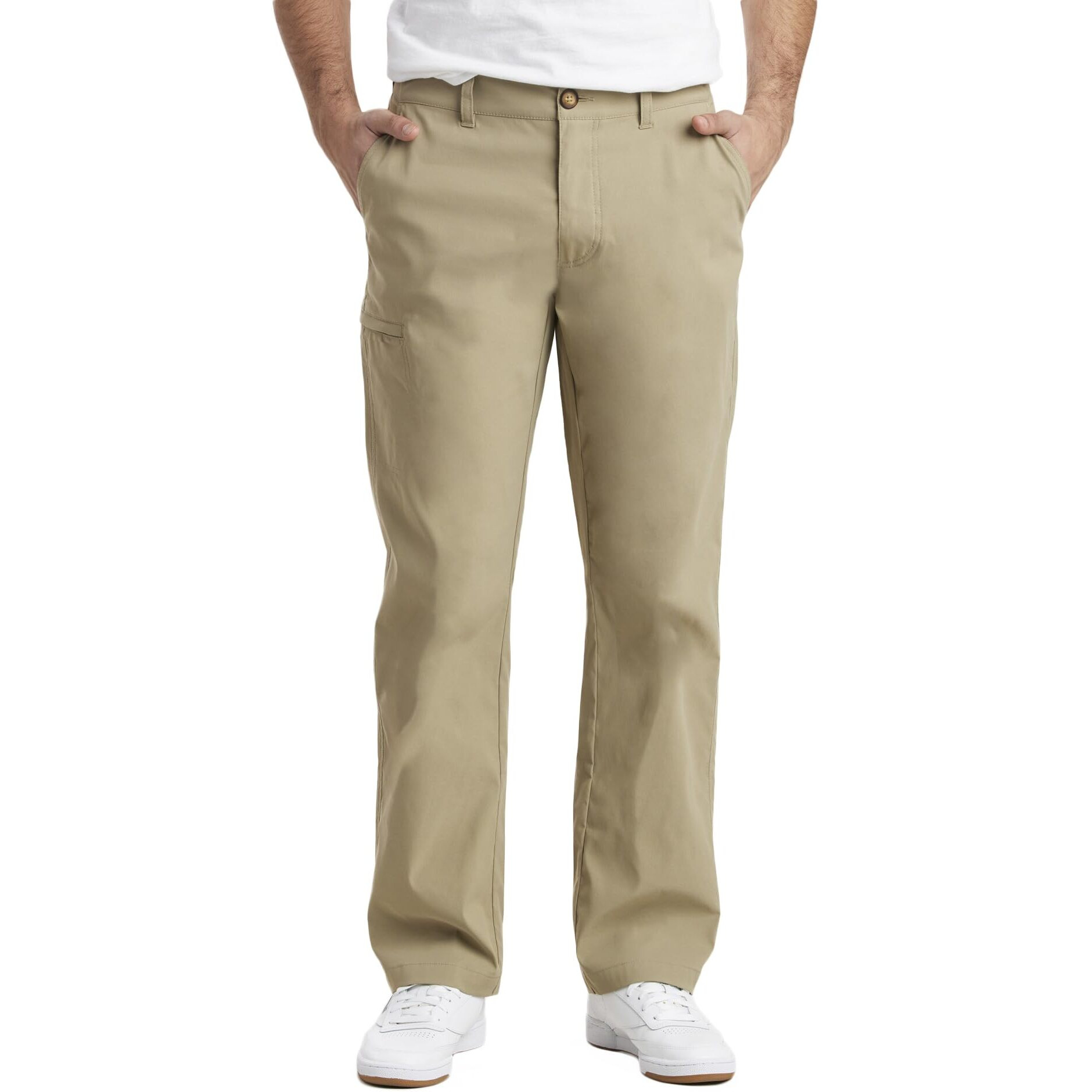 Unionbay Mens Rainier Lightweight Comfort Travel Tech Chino Hiking Pants, Khaki, 36W X 32L Us