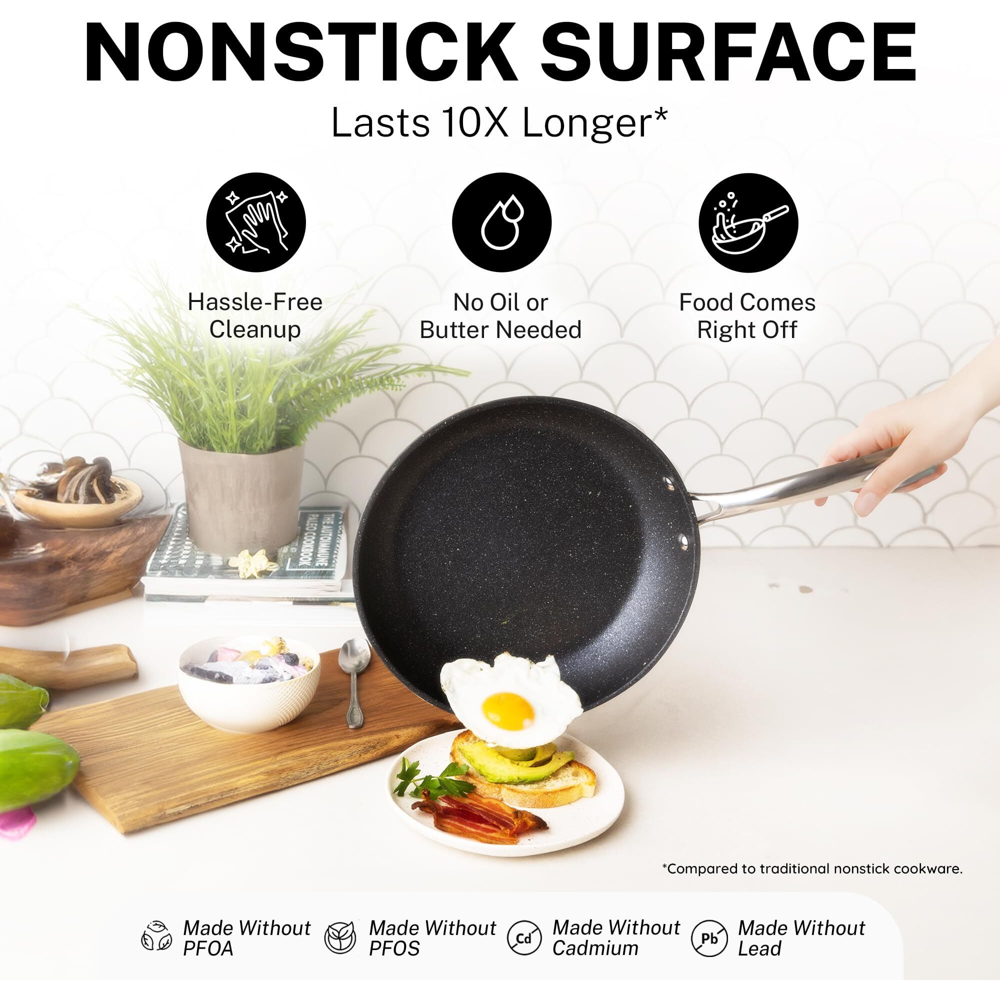 Granitestone 20 Pc Kitchen Pots And Pans Set Non Stick Cookware Set, Kitchen Cookware Sets, Granite Nonstick Cookware Set, Diamond Coated Non Toxic Cookware Set, Oven & Dishwasher Safe - Black