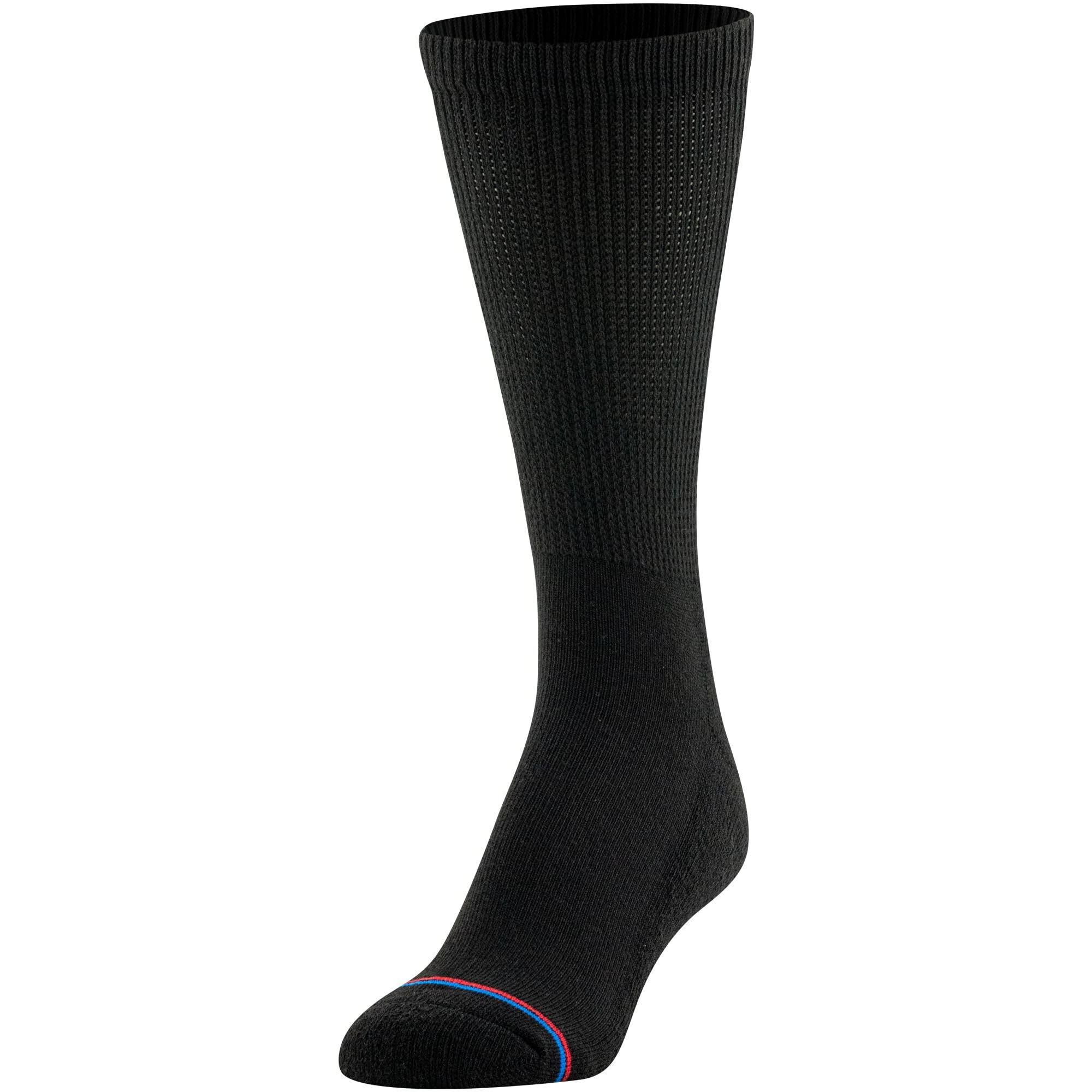 Medipeds Men's 8 Pack Diabetic Crew Socks With Non-Binding Top, Black, Shoe Size Men 9-12 / Women 10-13