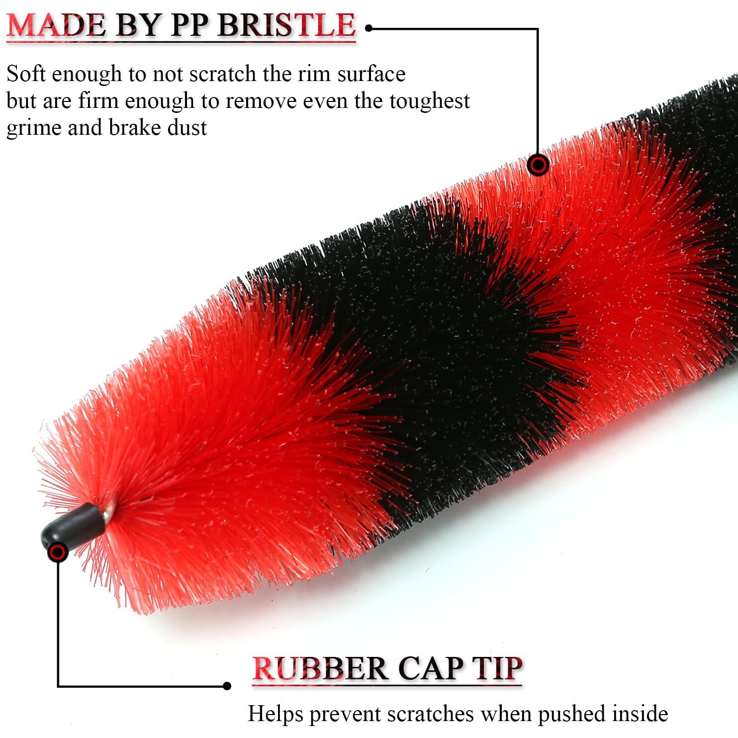 Takavu Master Wheel Brush, Easy Reach Wheel And Rim Detailing Brush 18 Long Soft Bristle, Car Wheel Brush, Rim Tire Detail Brush,Multipurpose Use For Wheels,Rims,Exhaust Tips,Motorcycles (Red)