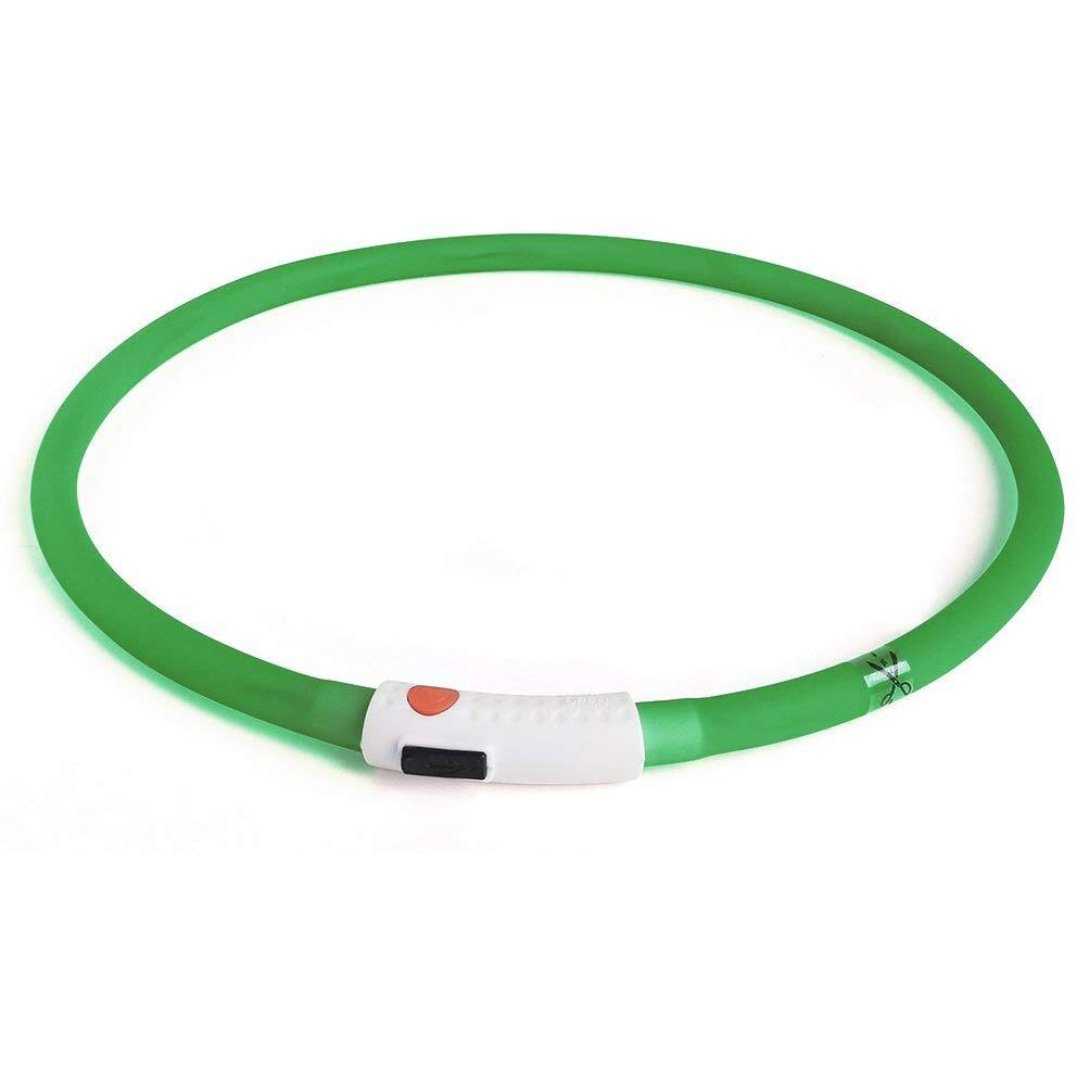 Bseen Light Up Dog Collars - Silicone Led Dog Collar, Cuttable Lighted Puppy Collar, Glowing Dog Walking Lights For Small Medium Large Collars (Green)